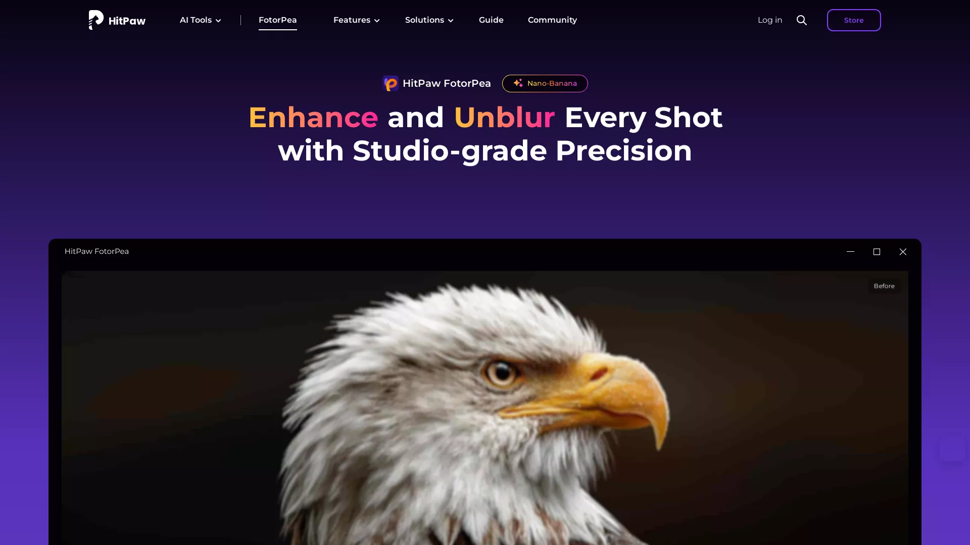 HitPaw FotorPea - AI Image Processing Software Website Screenshot