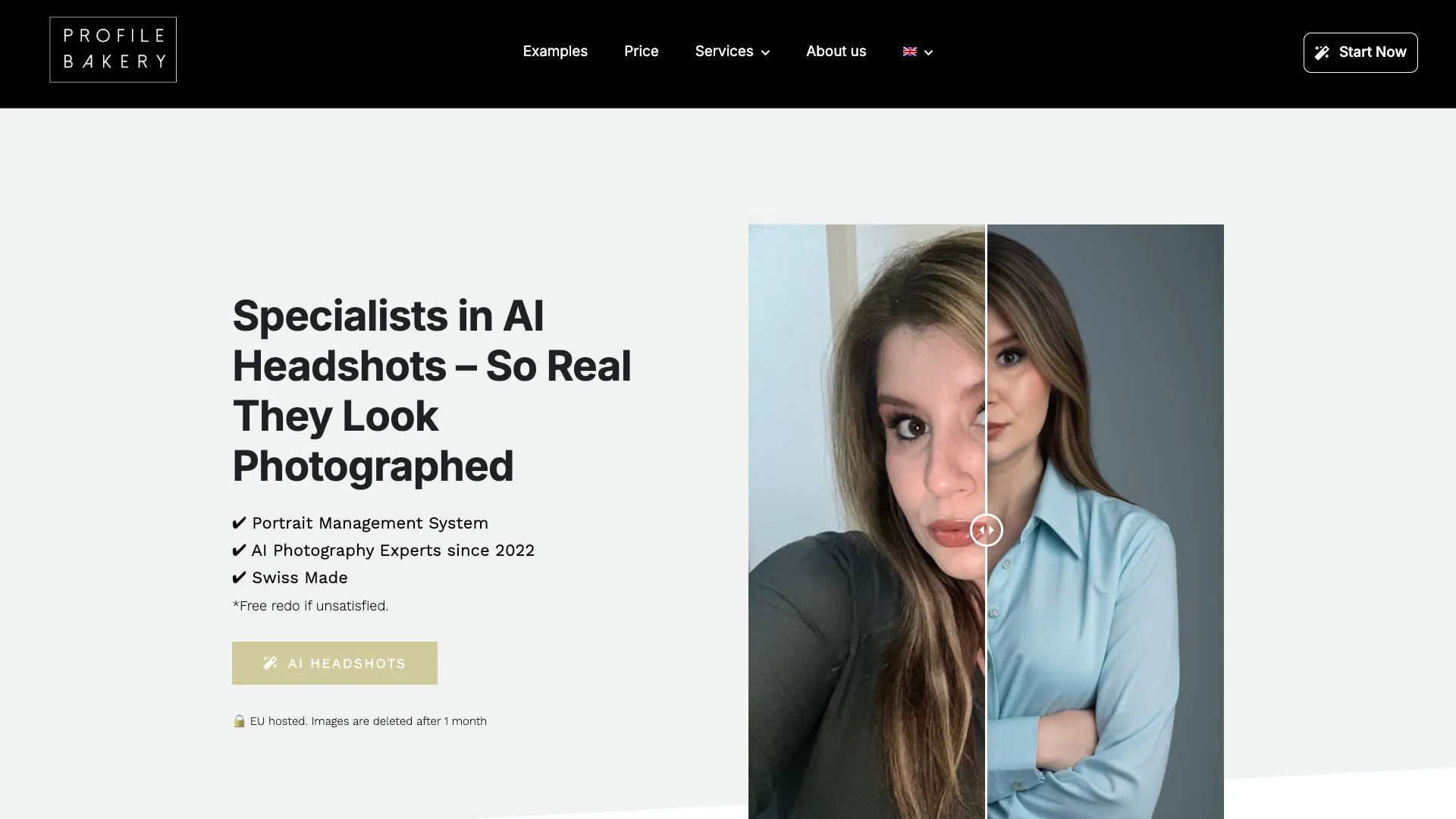 Profilebakery - AI Picture Generator Website Screenshot