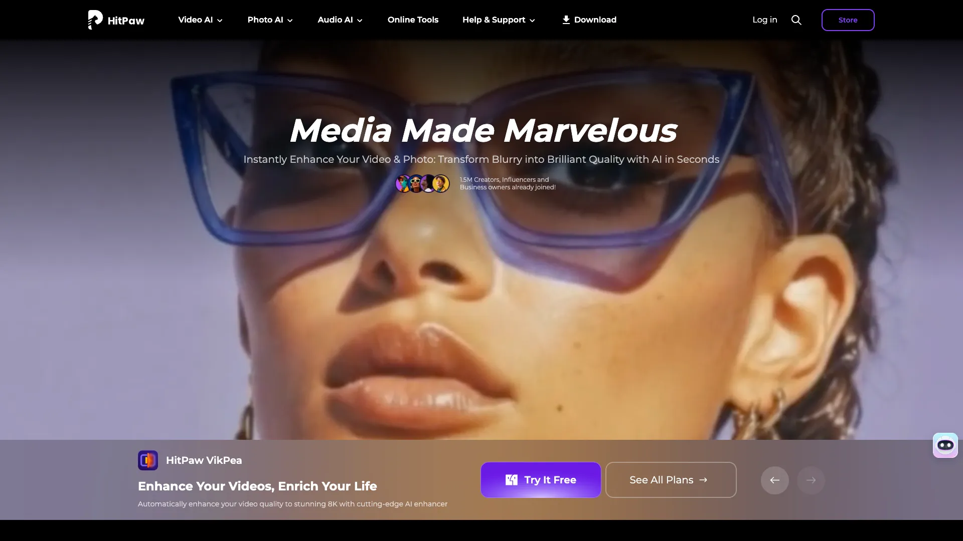 HitPawVikPea - AI Video Enhancement Software Website Screenshot