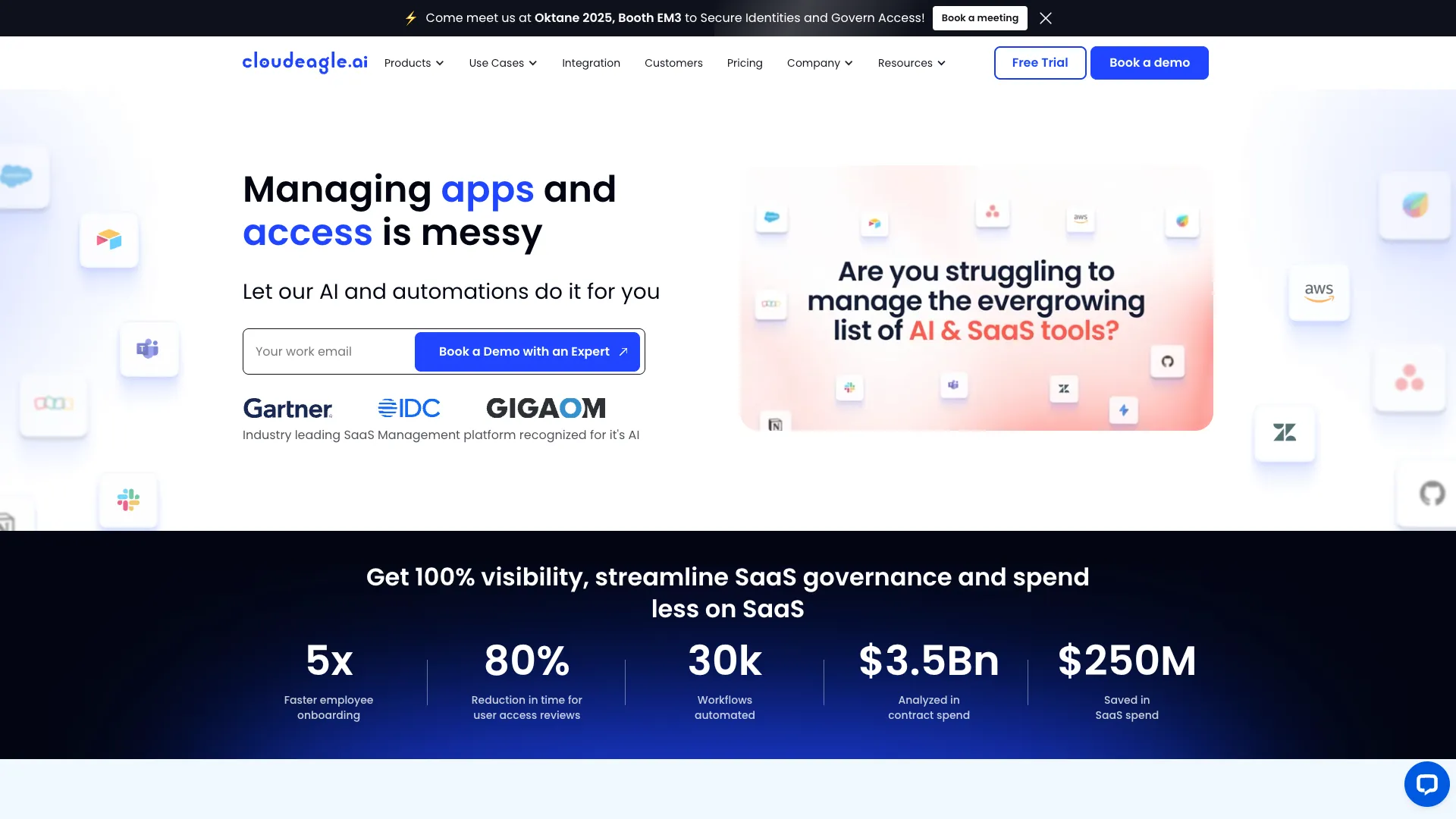 CloudEagle - AI SaaS Management Platform Website Screenshot