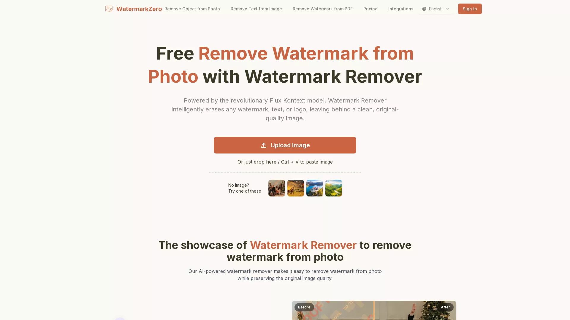 WatermarkZero - AI Watermark Removal Website Screenshot