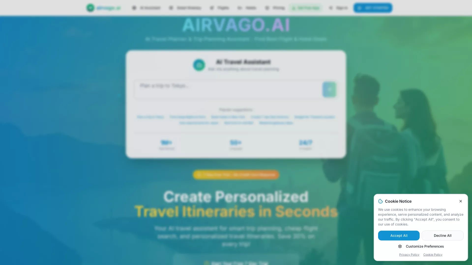 AirVagoAI - AI Travel Planning Website Screenshot