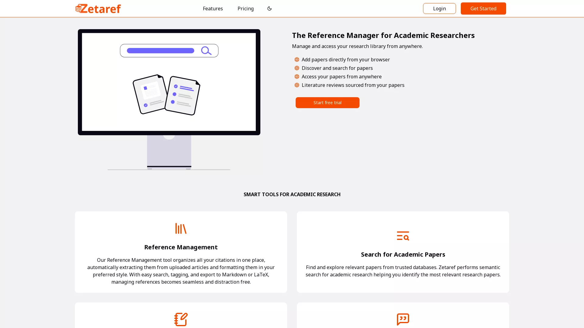 Zetaref - Research Reference Manager Website Screenshot