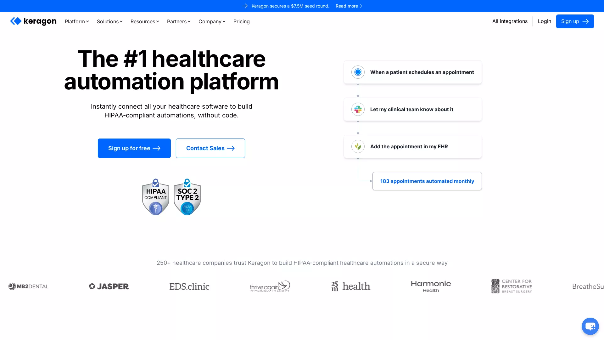 Keragon - Healthcare Workflow Automation Website Screenshot