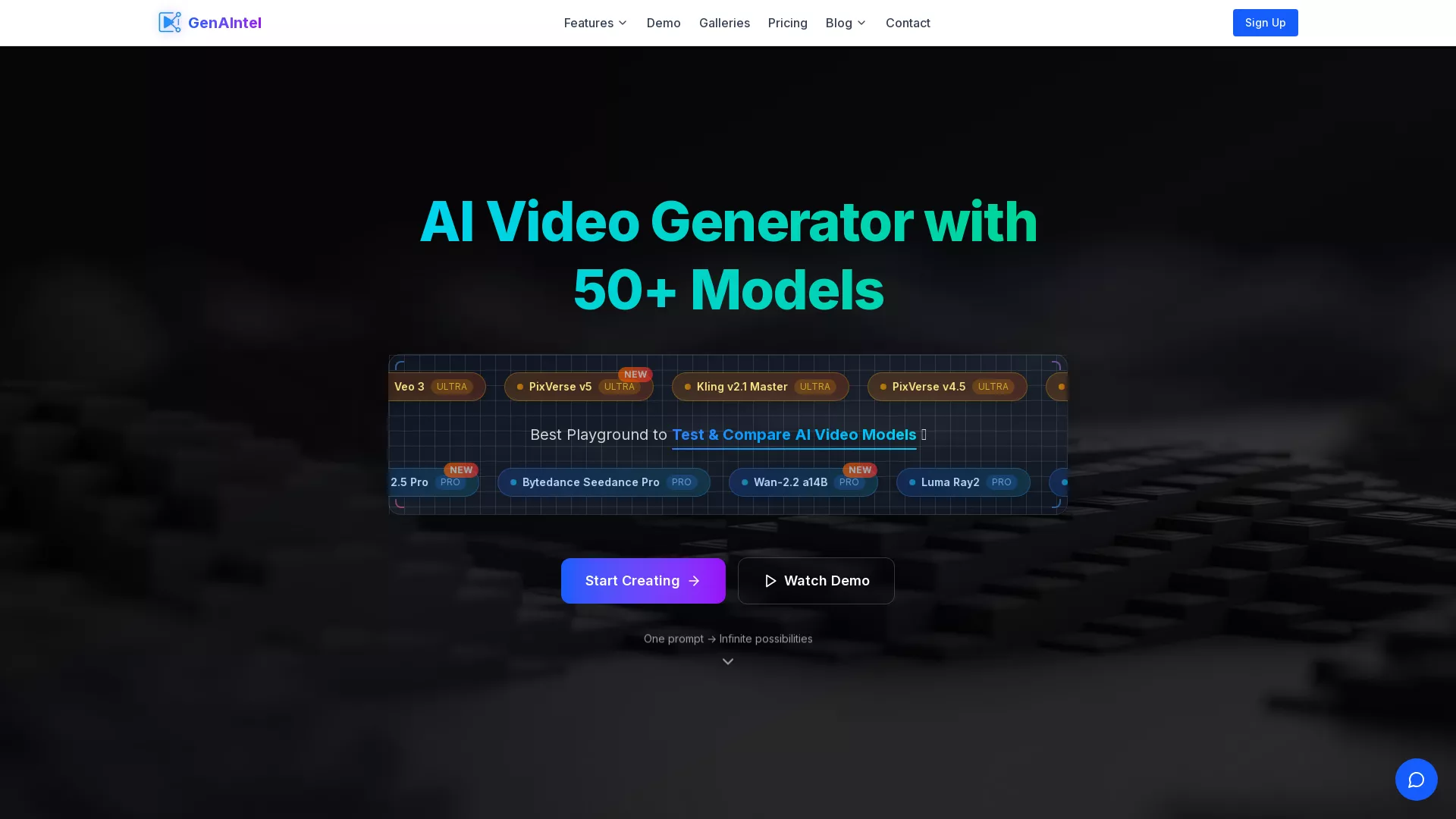 GenAIntel - AI Video Generation Website Screenshot