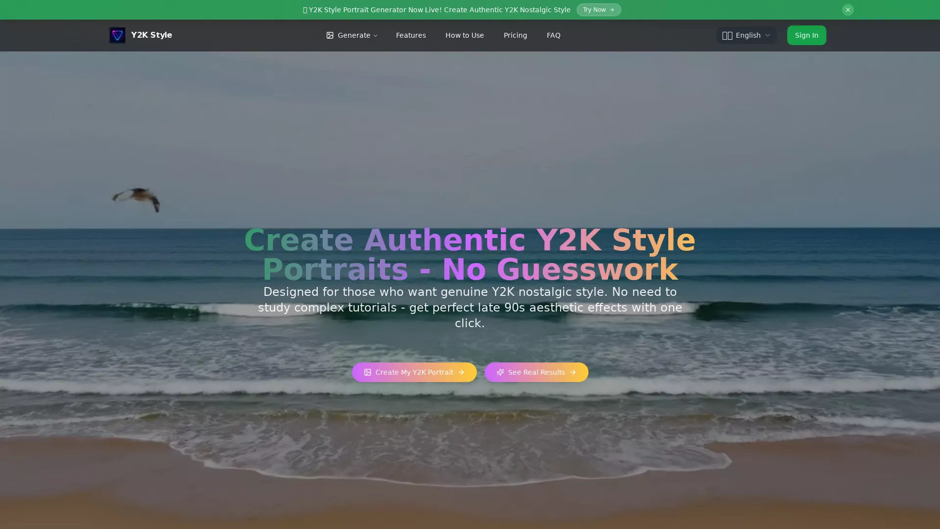 Y2KStylePortraits - Y2K Style Portrait Generator Website Screenshot