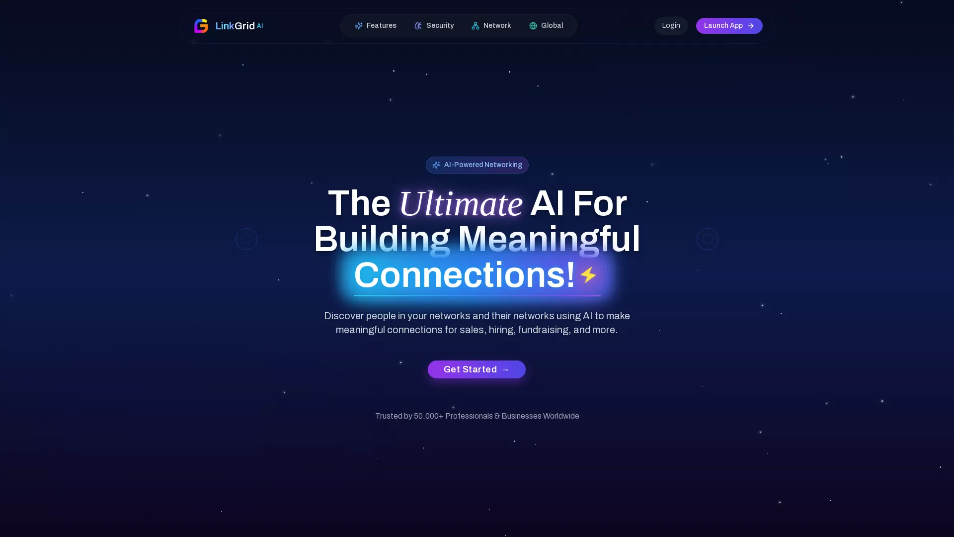 LinkGrid - AI Networking Platform Website Screenshot