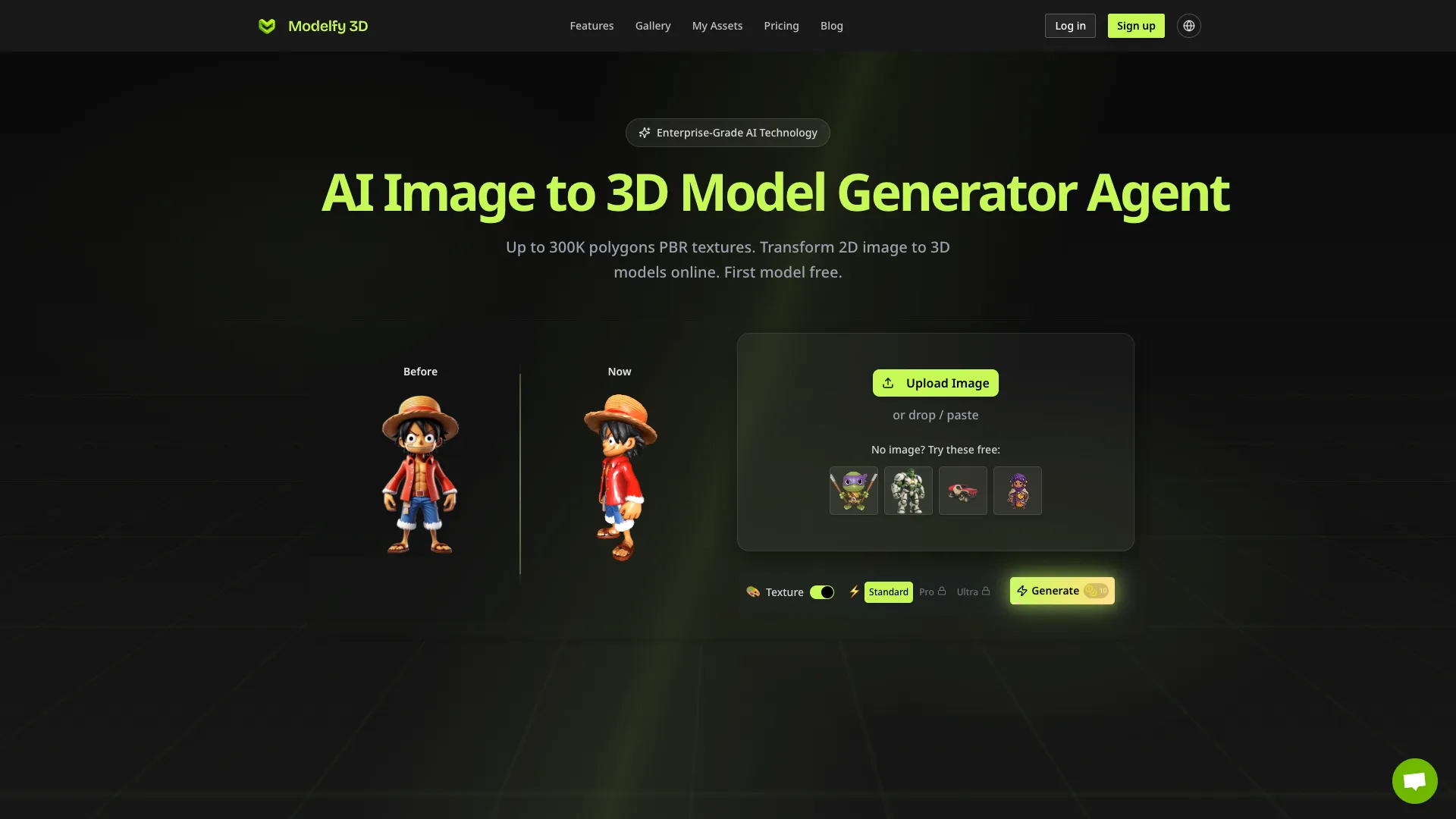 Modelfy3D - AI ImageTo3D Generator Website Screenshot