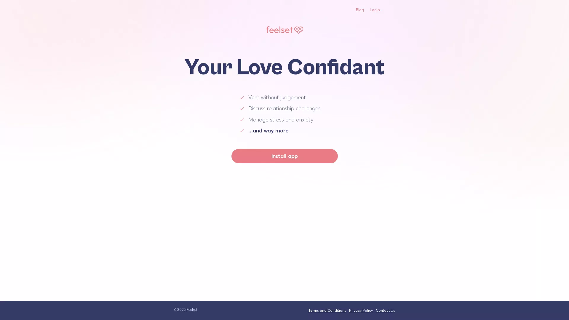 Feelset - SupportiveChatApp Website Screenshot