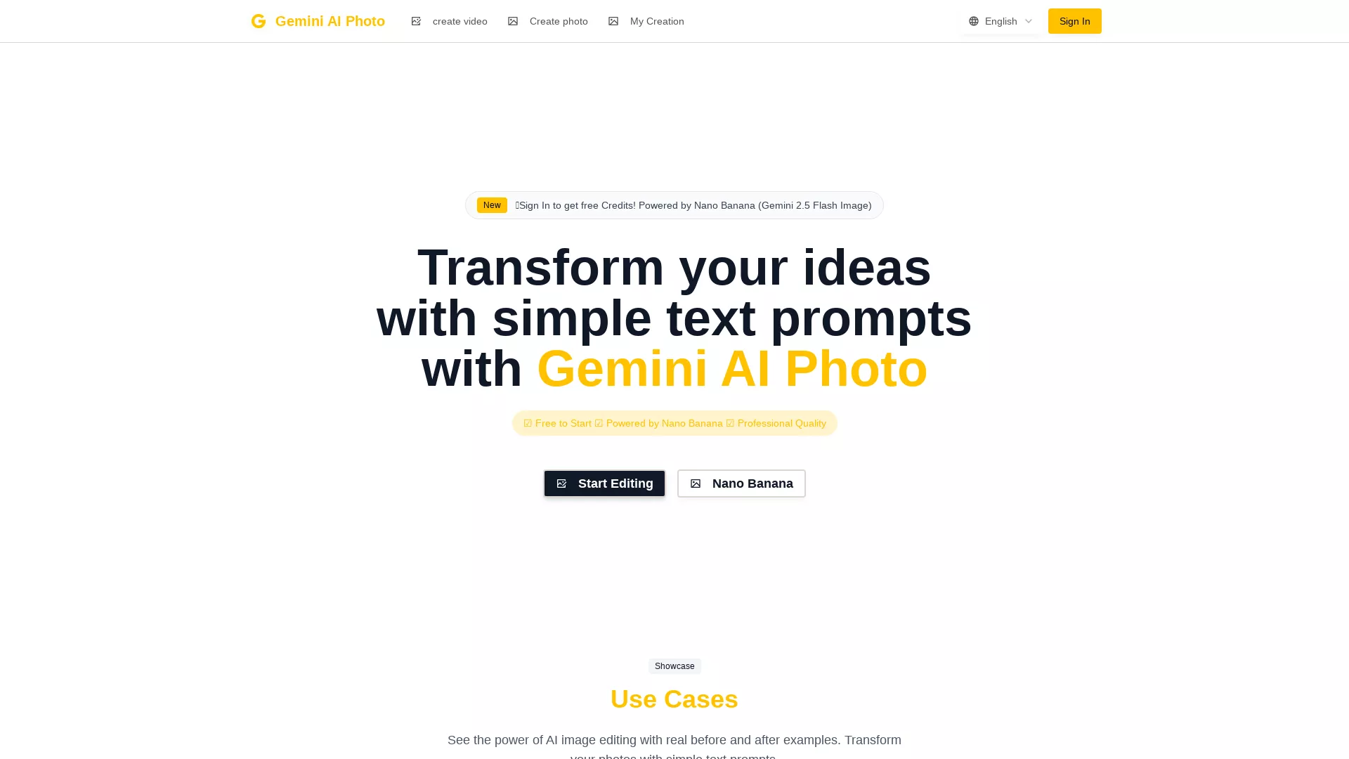 GeminiAIPPhoto - AI Photo Editing Tool Website Screenshot