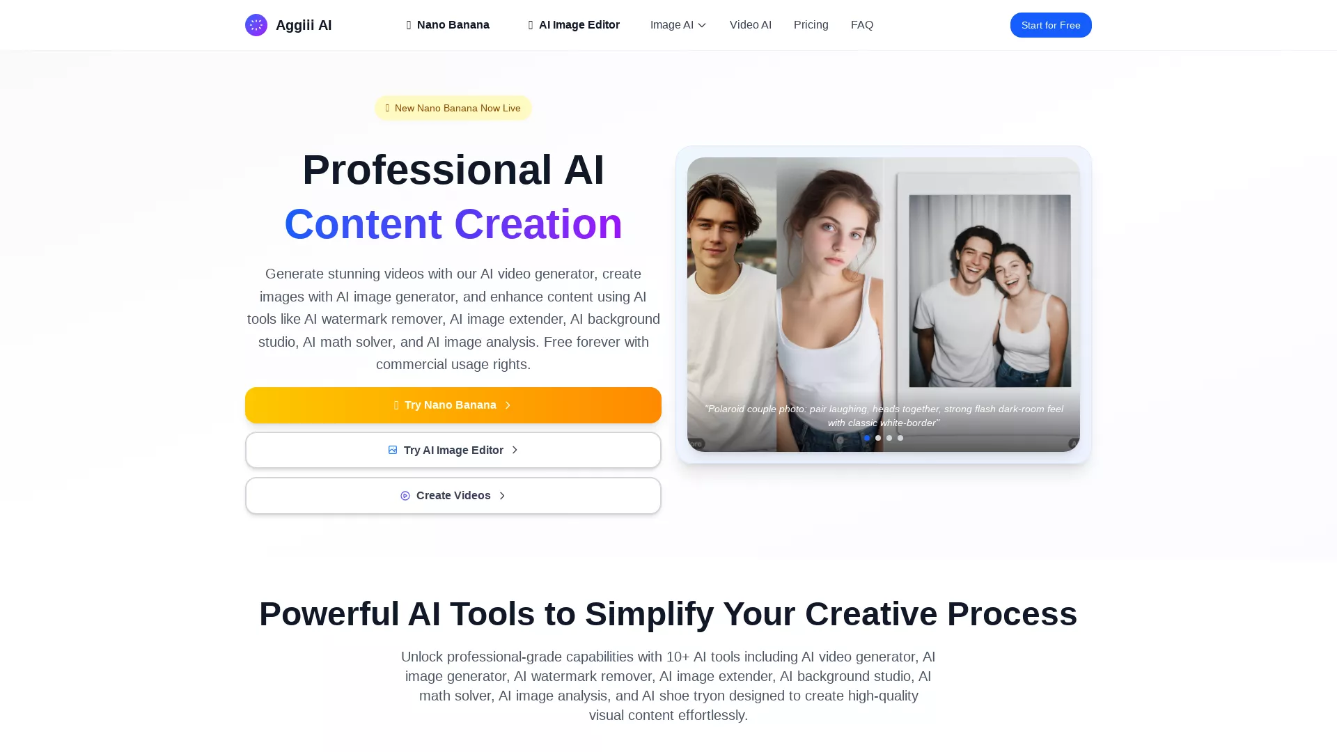 AggiiiAI - AI Image And Video Generation Website Screenshot