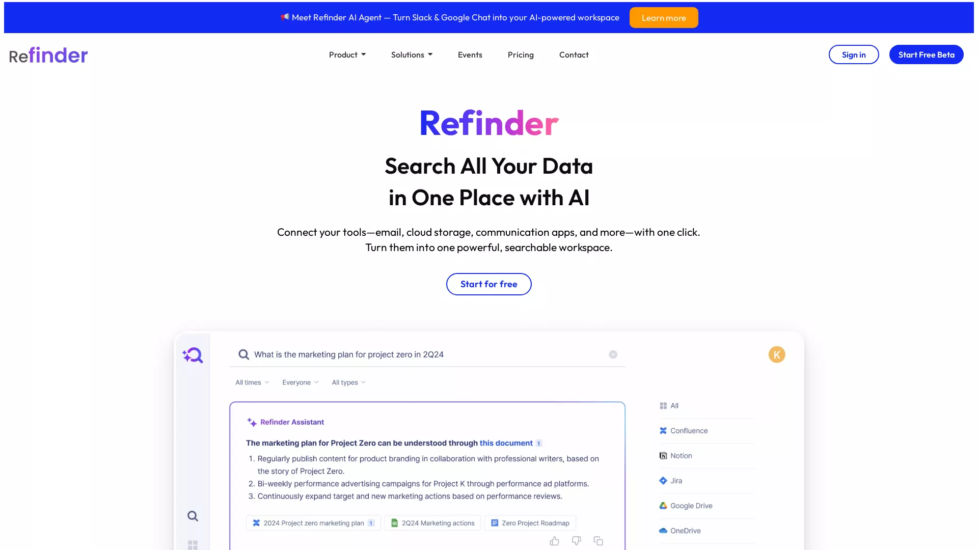 RefinderAI - AI Search Tool Website Screenshot