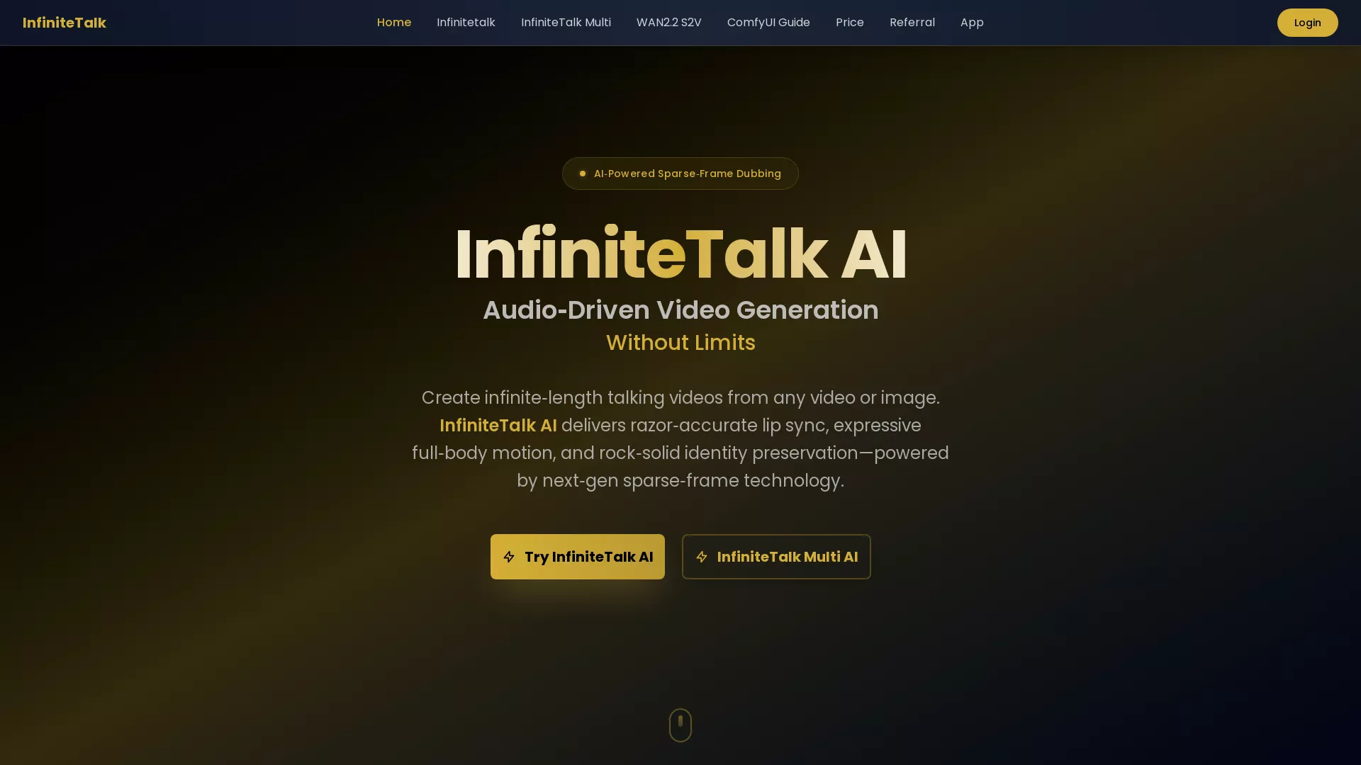 InfiniteTalkAI - AI Voice Conversation Platform Website Screenshot