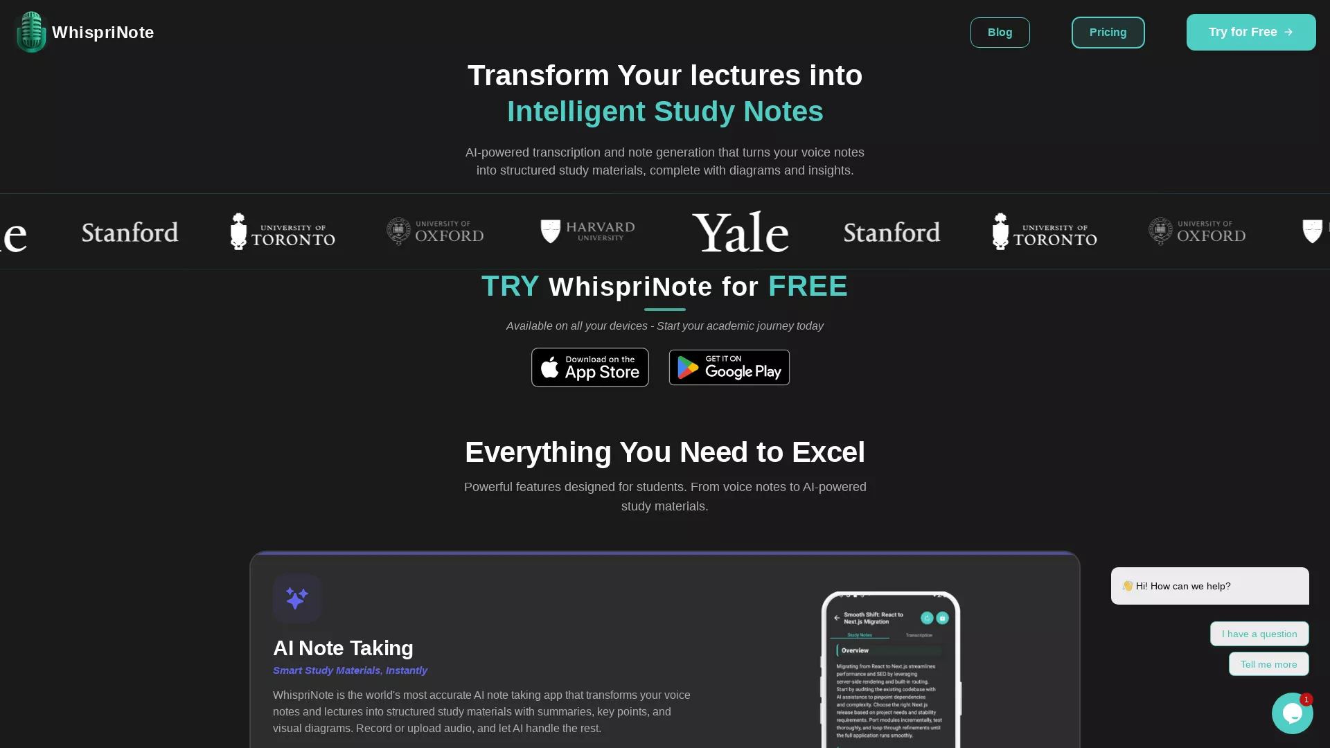 WhispriNote - AI Voice NoteTakingApp Website Screenshot