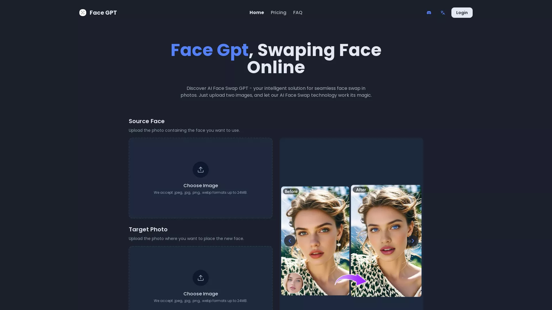 FaceGPT - AI Face Analysis Website Screenshot
