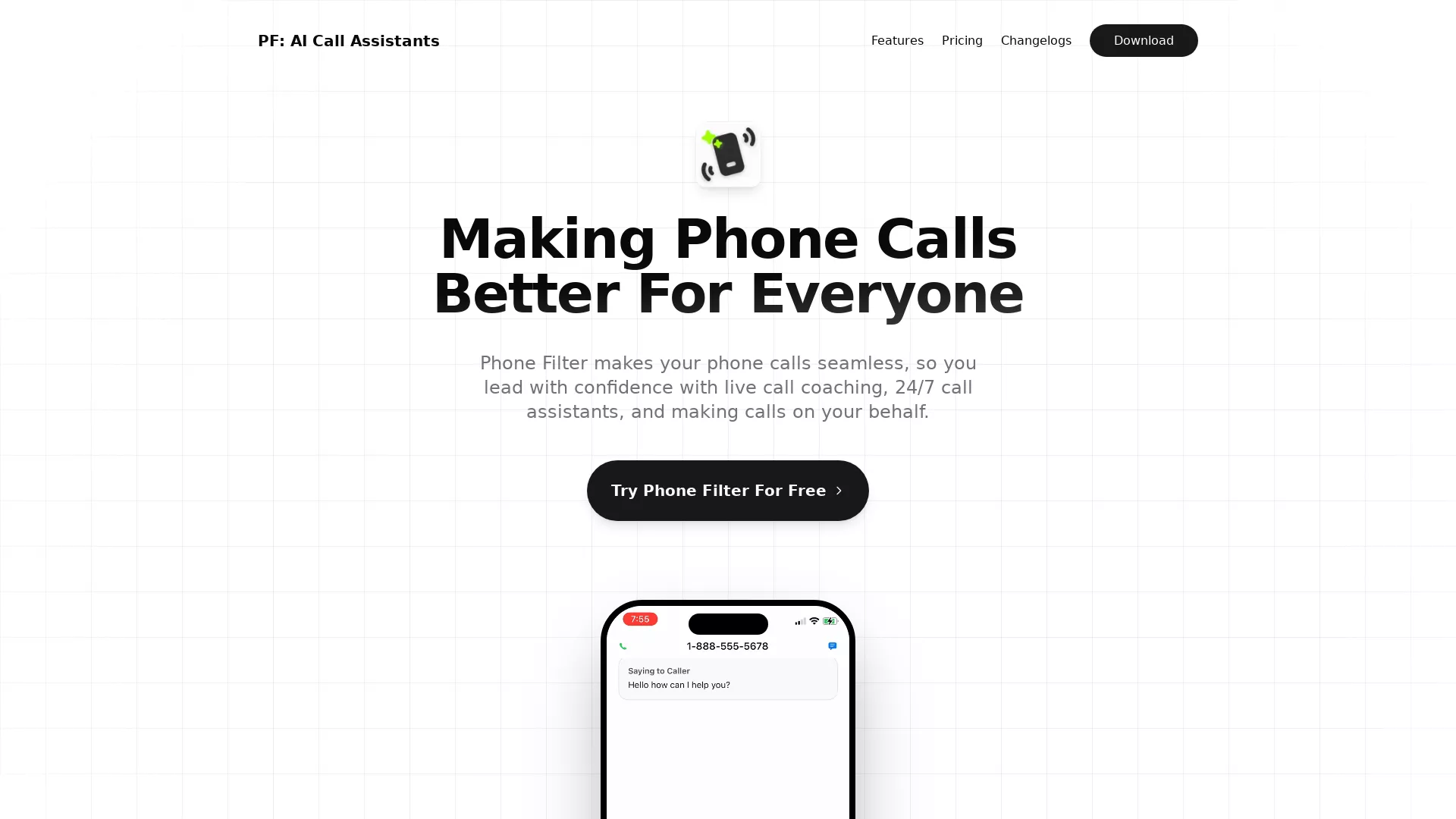 PhoneFilterAI - Call Management AI Website Screenshot