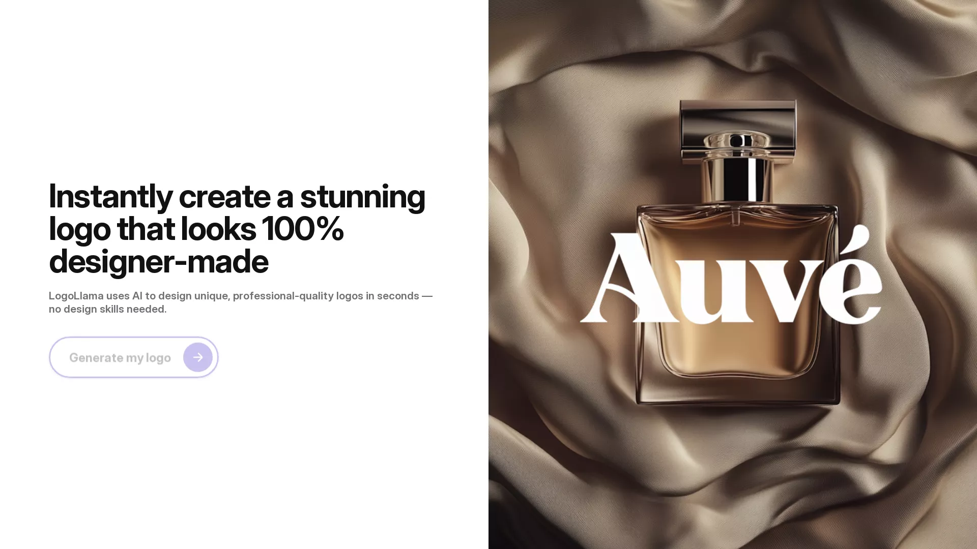 LogoLlama - AI Logo Design Website Screenshot