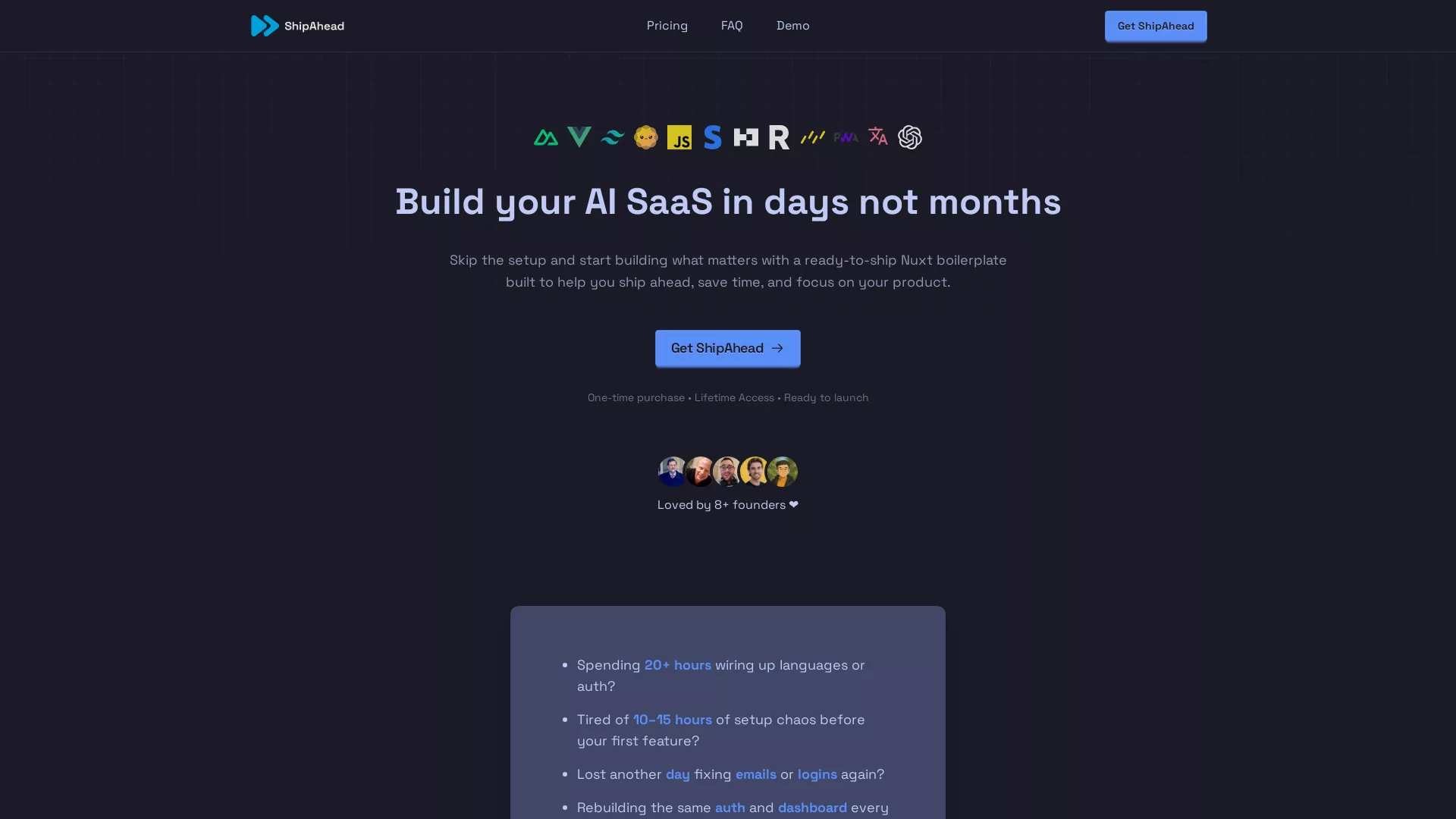 ShipAhead - AI SaaS Boilerplate Website Screenshot
