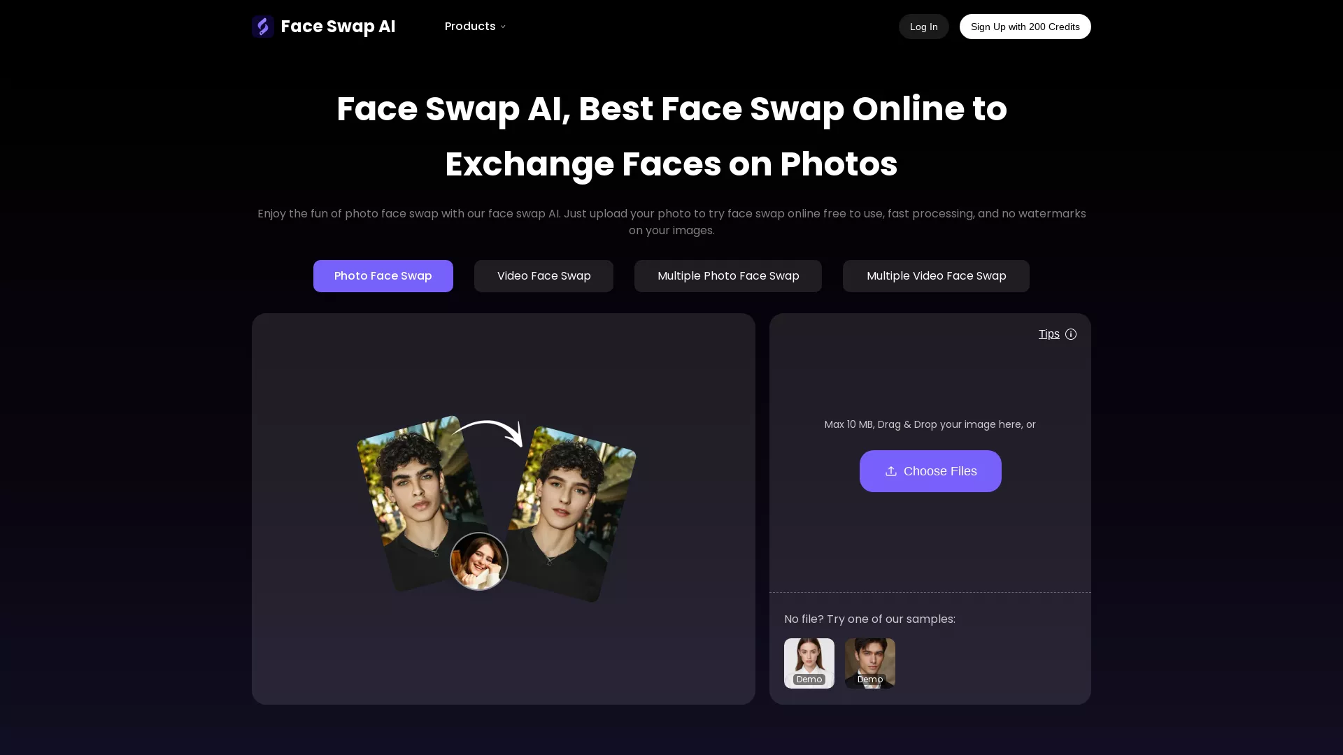FaceSwapAI - Face Swap AI Website Screenshot