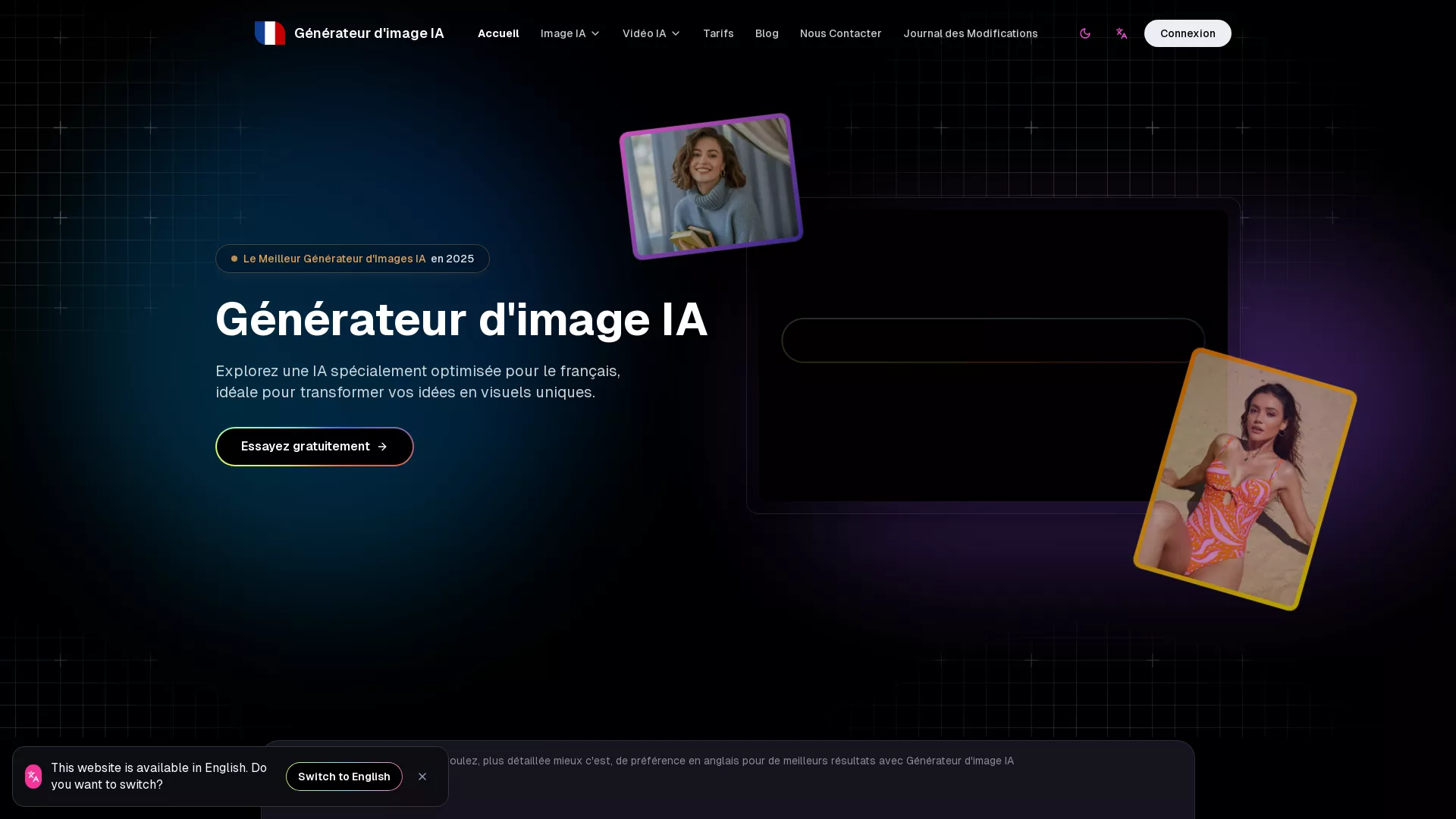 GenerateurDImageIA - AI Image Generator Website Screenshot