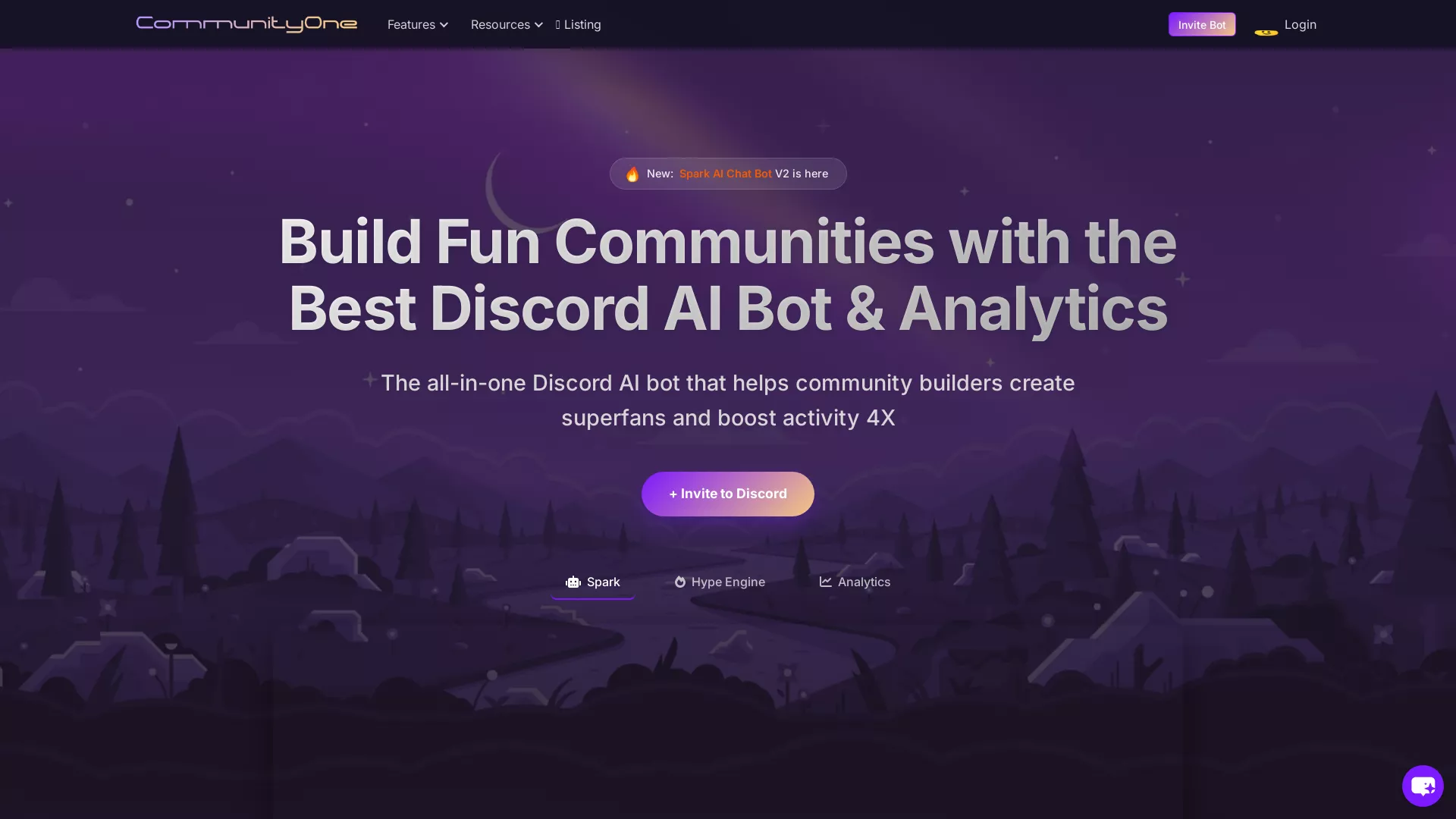 CommunityOne Discord AI Bot - Discord AI bot, Discord Chatbot, Discord Analytics, Discord Analytics, Discord Server List  Website Screenshot