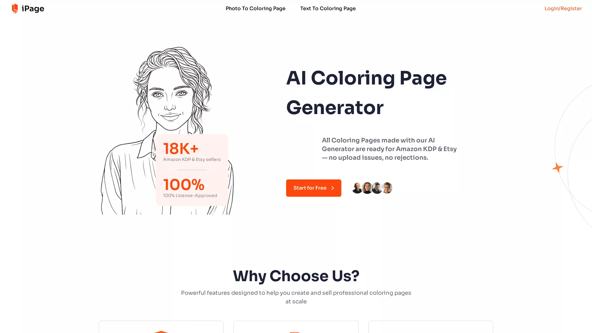 iPageAI - AI ColoringPage Generator Website Screenshot