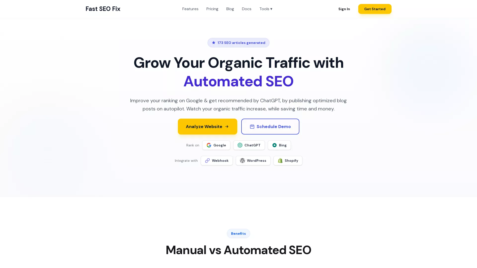 FastSEOFix - AI SEO Optimization Website Screenshot