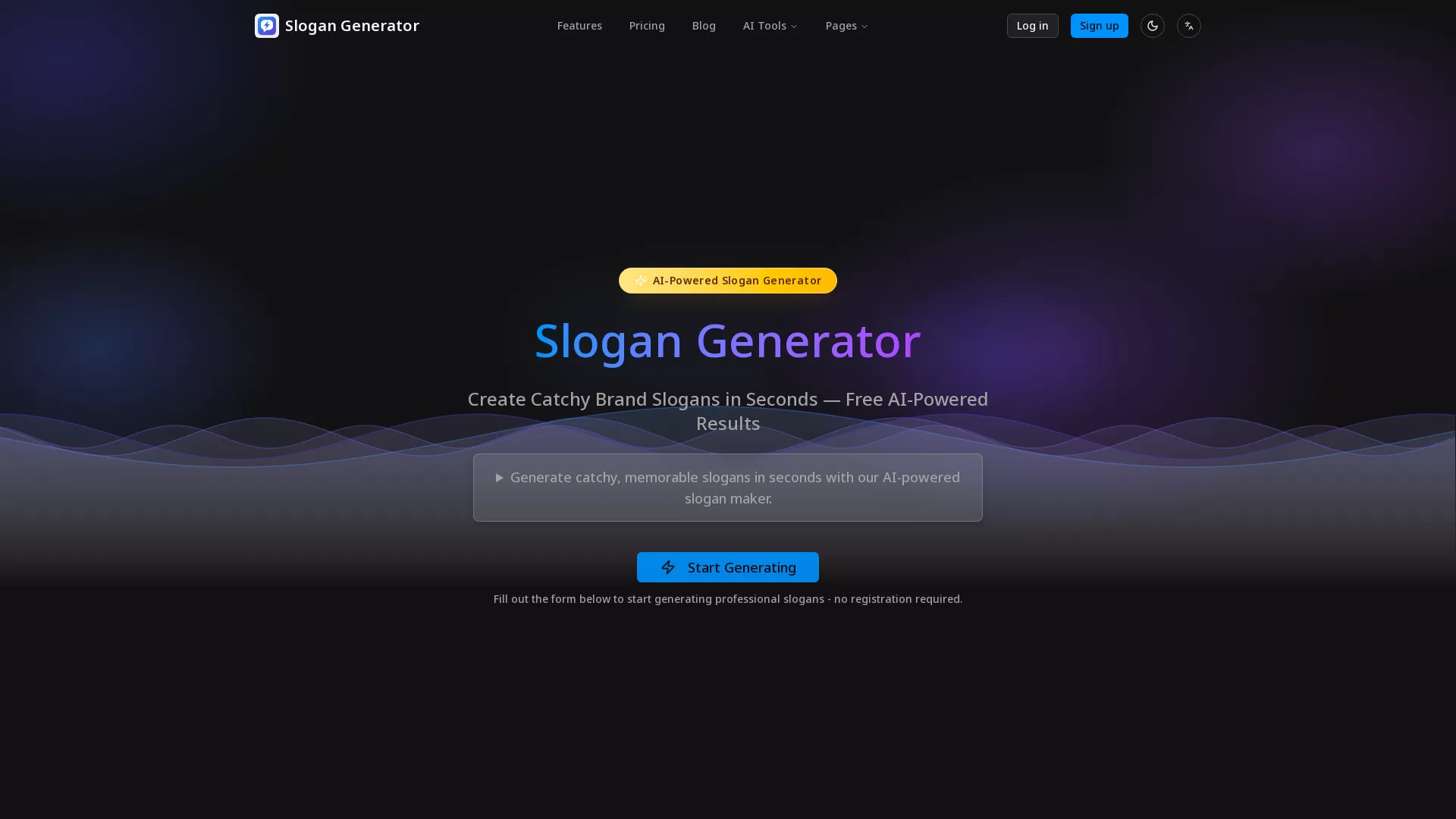 SloganGenerator - AI Slogan Generator Website Screenshot