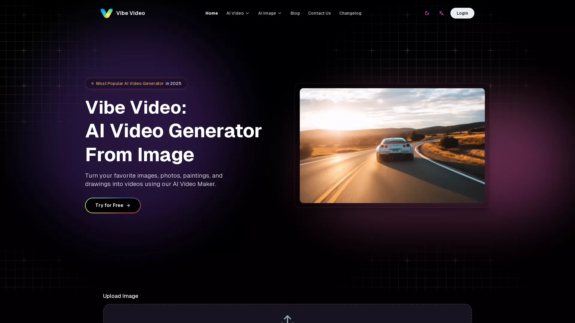 VibeVideo - AI Video Creation Website Screenshot