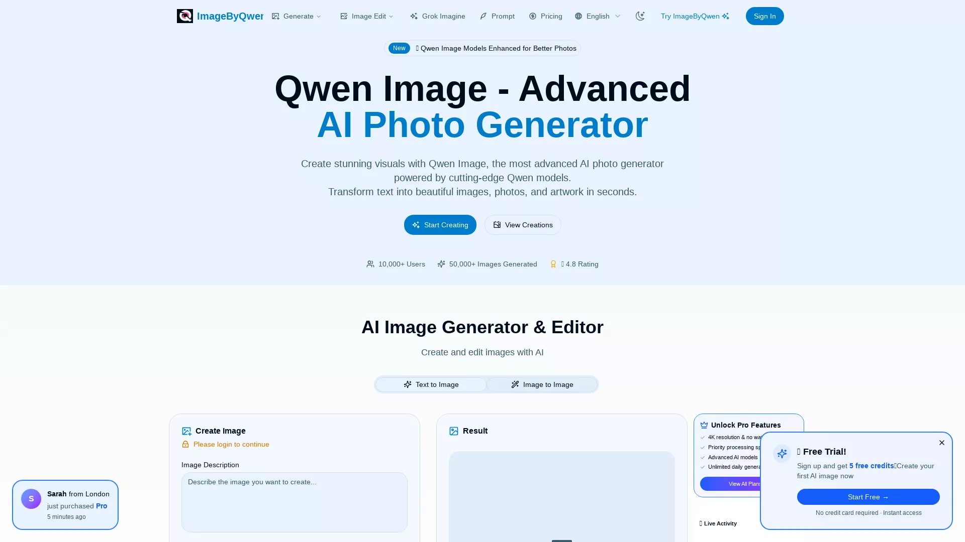 ImageByQwen - AIPortraitGenerator Website Screenshot