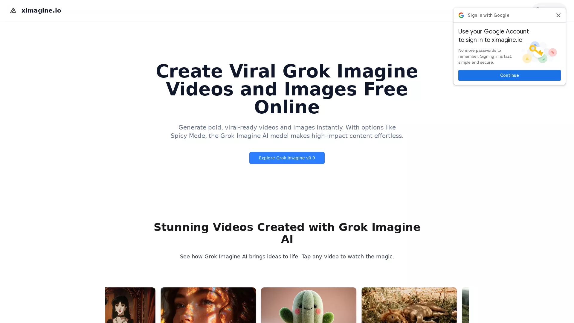 XImagine.io - AI Video Generator Website Screenshot