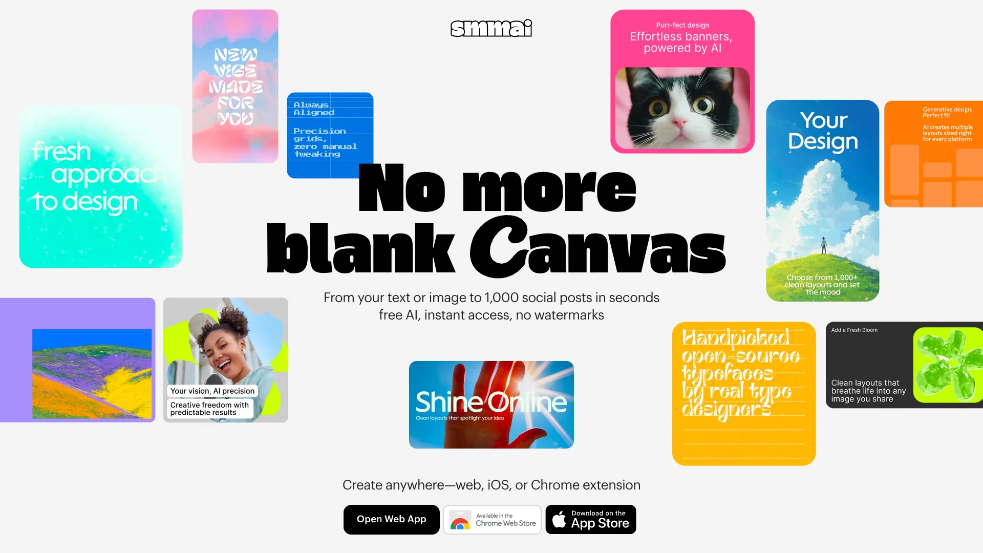 SMMAI: Social Media Templates - AI Social Media Design Tool Website Screenshot