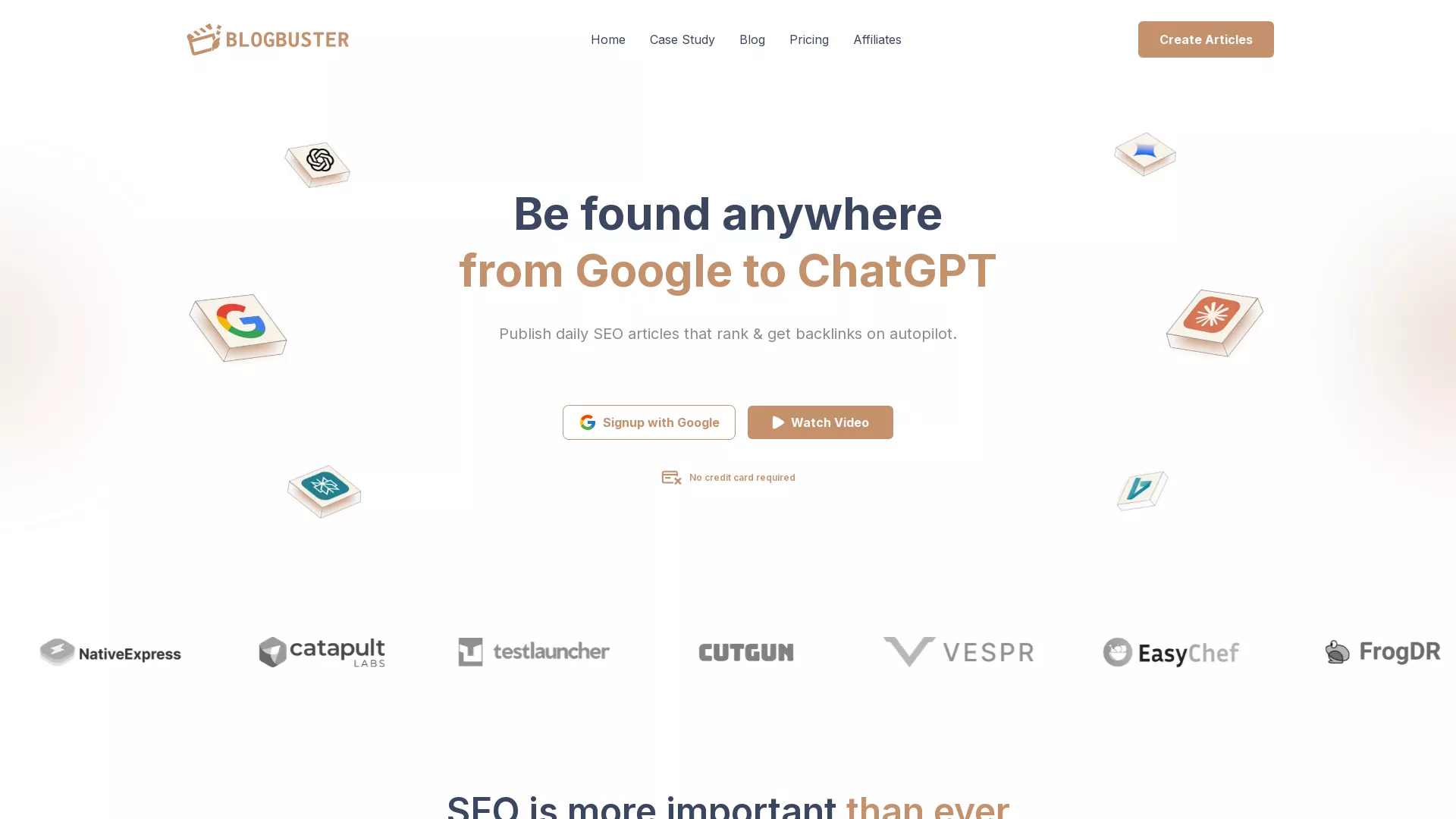 BlogBuster - AI Content Creation Tool Website Screenshot