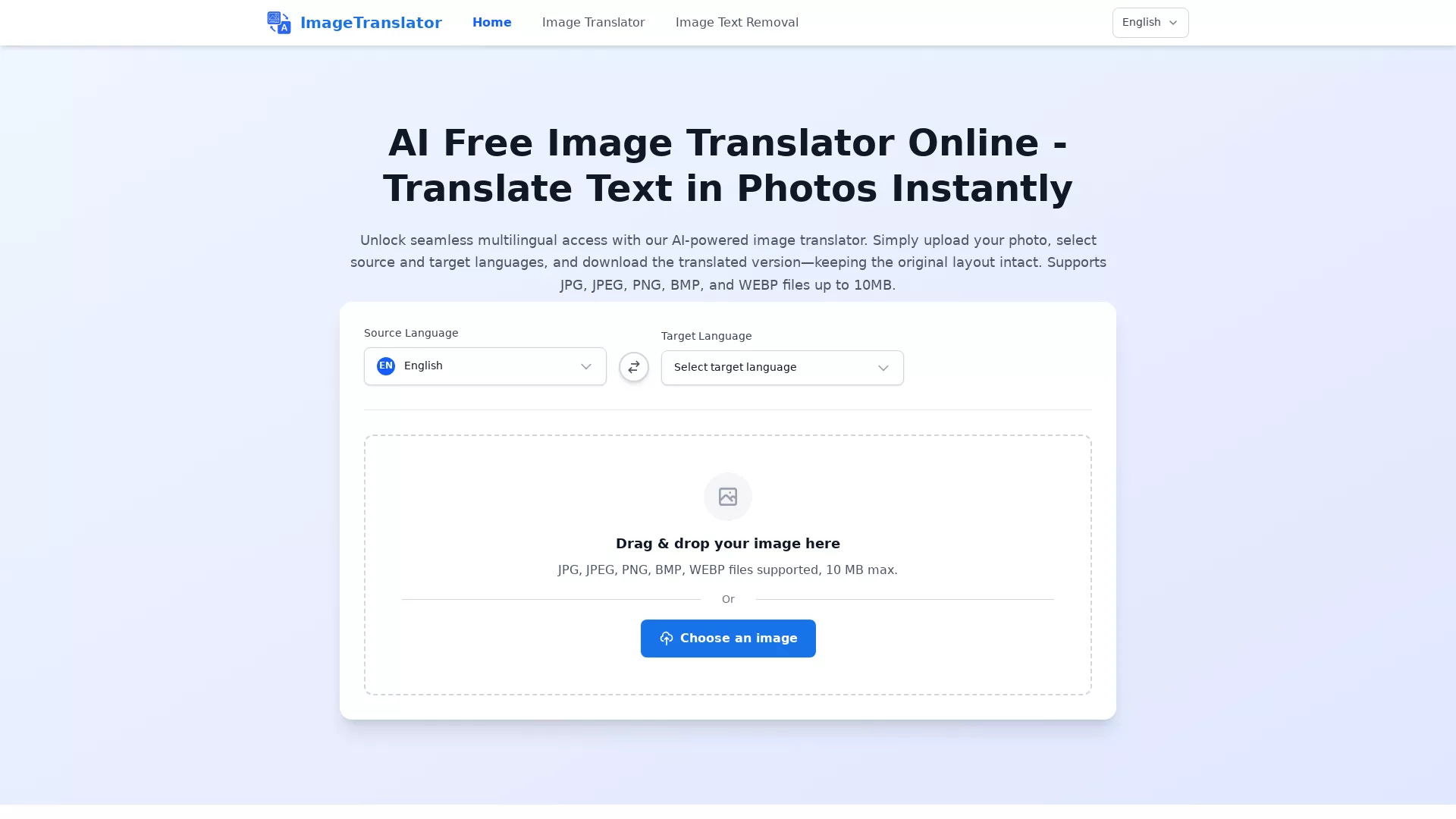 ImageTranslator - AIImageTranslationTool Website Screenshot