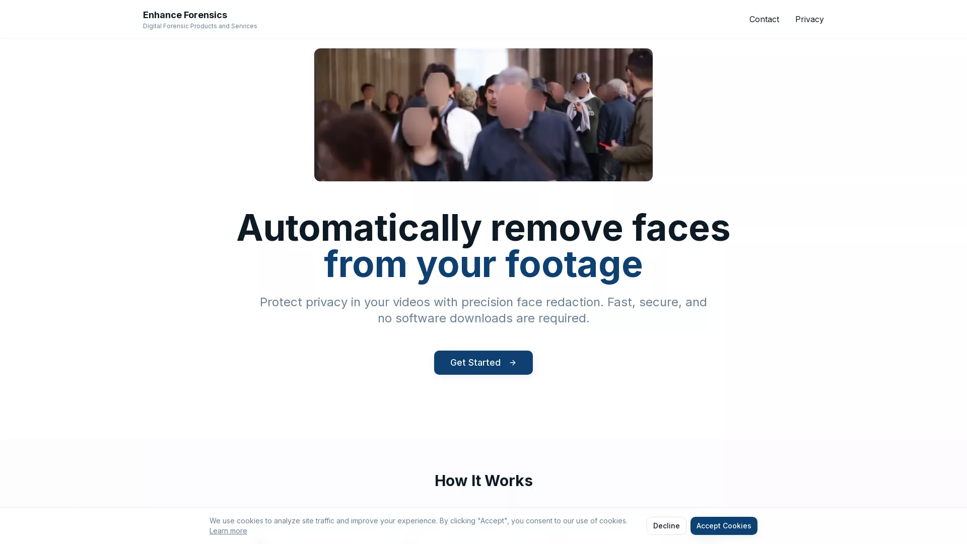 RedactPro - AI Face Video Removal Website Screenshot