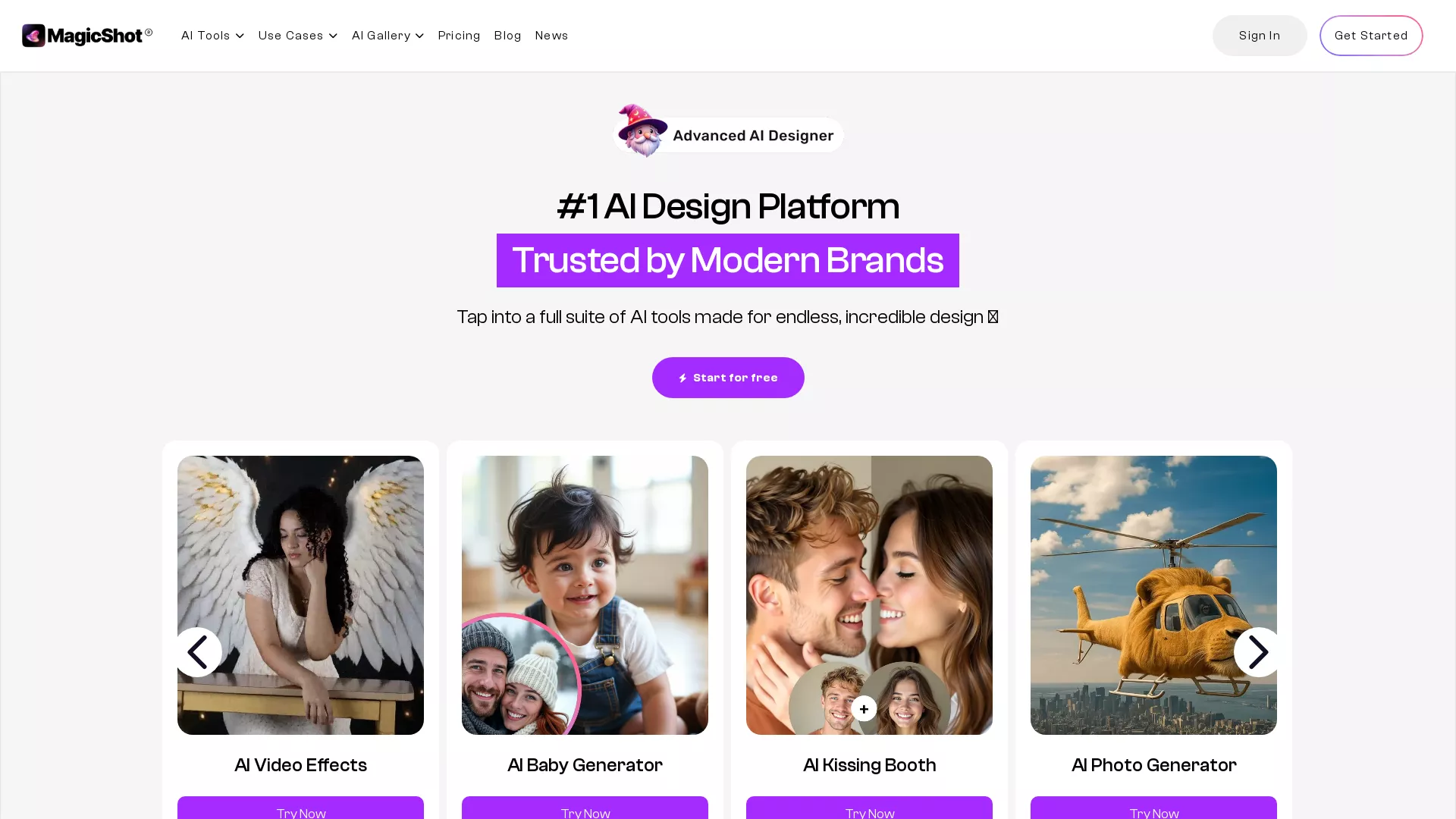 MagicShotAI - AI Media Generation Website Screenshot