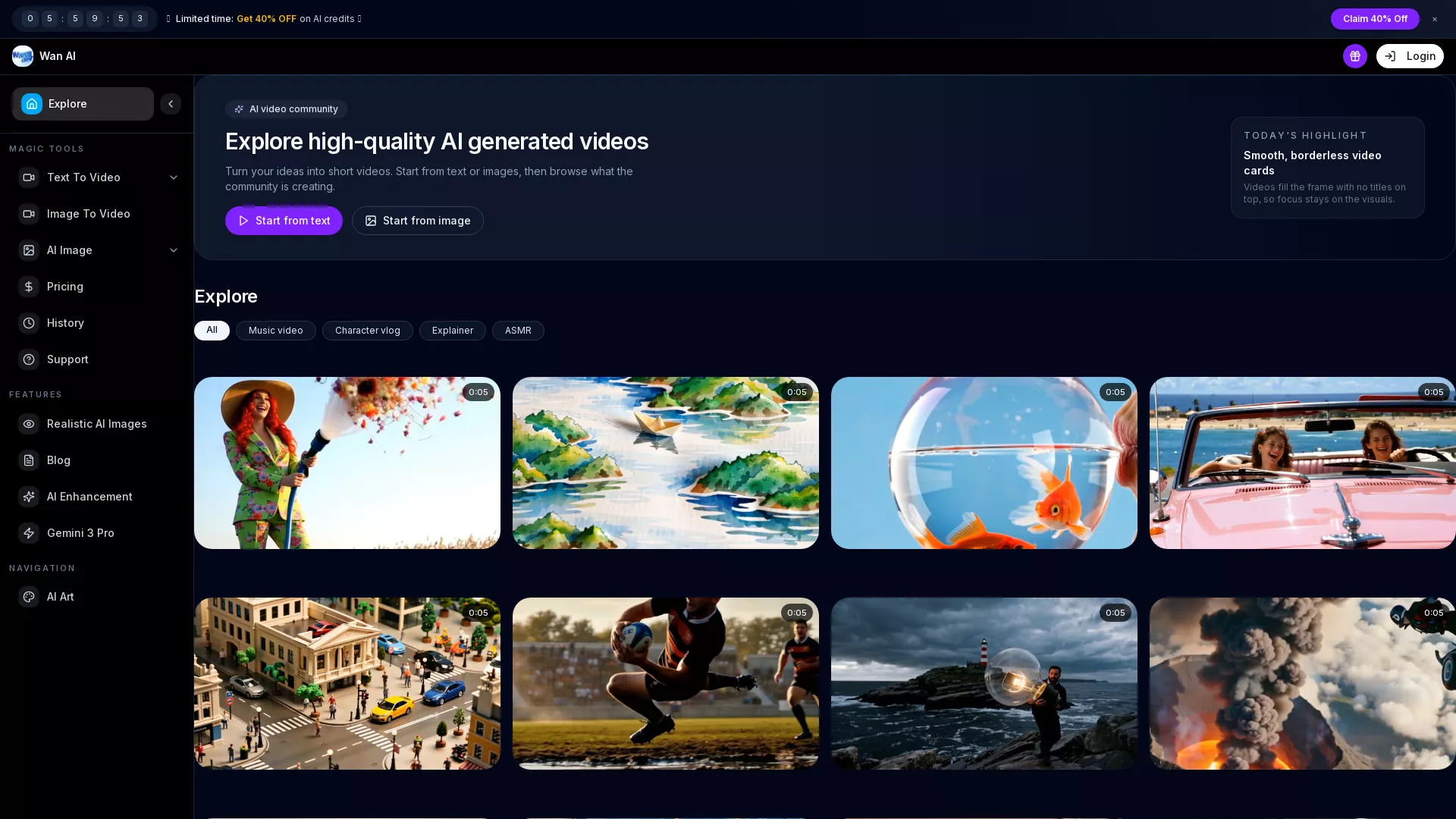 WanaiDev - AI Video Generator Website Screenshot