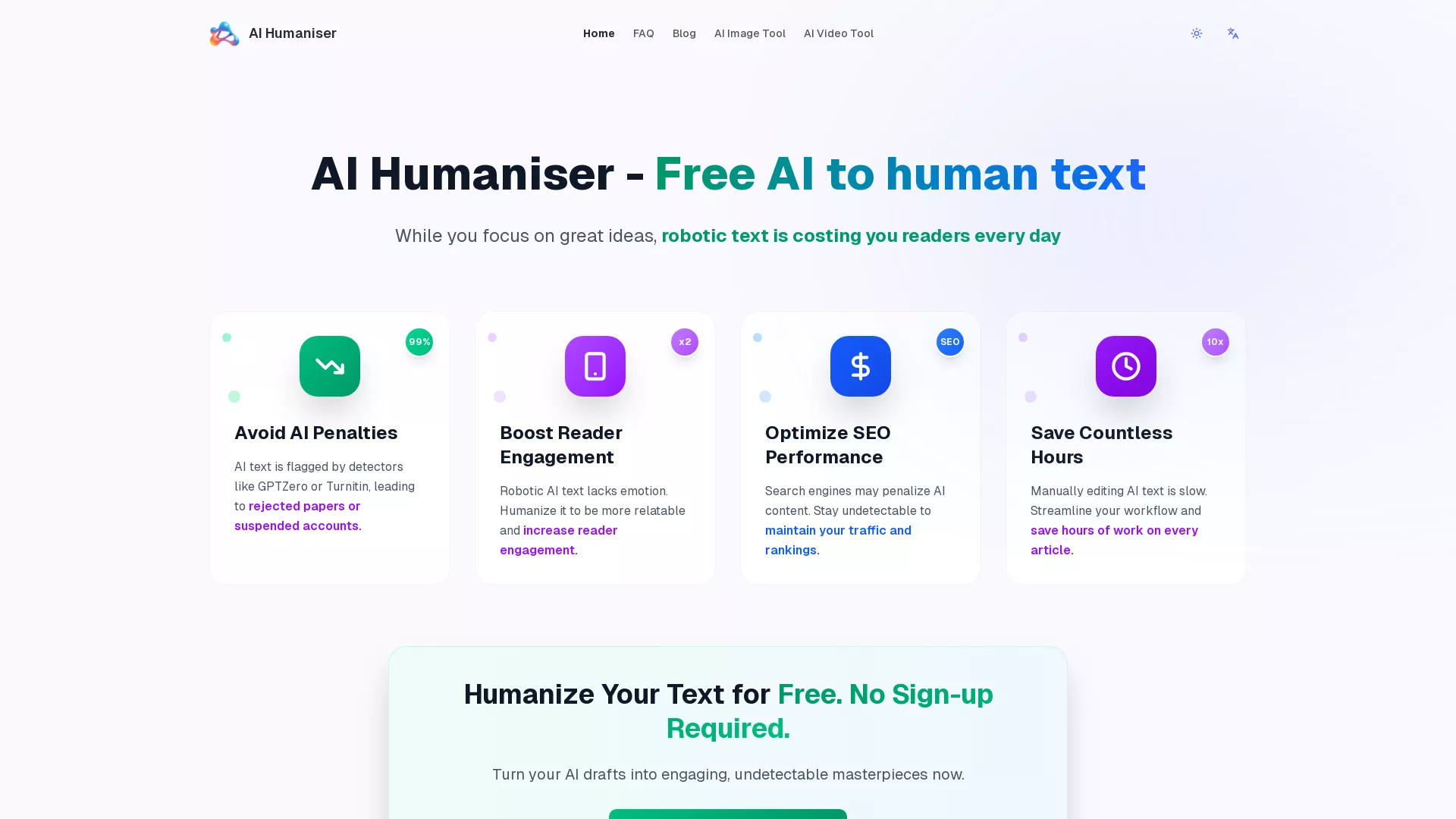 AIHumaniser - AI Text Humanizer Website Screenshot