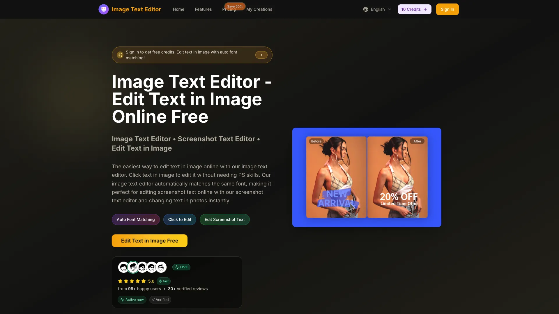 ImageTextEditor - AI Image Editing Tool Website Screenshot