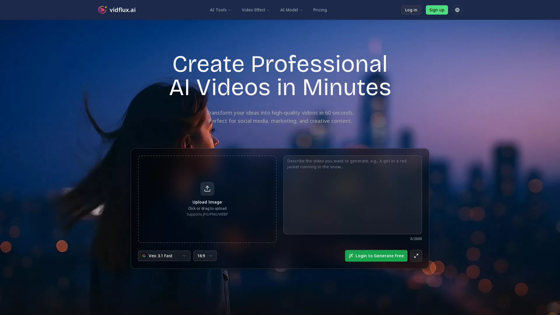 VidFlux - VideoGenerationTool Website Screenshot