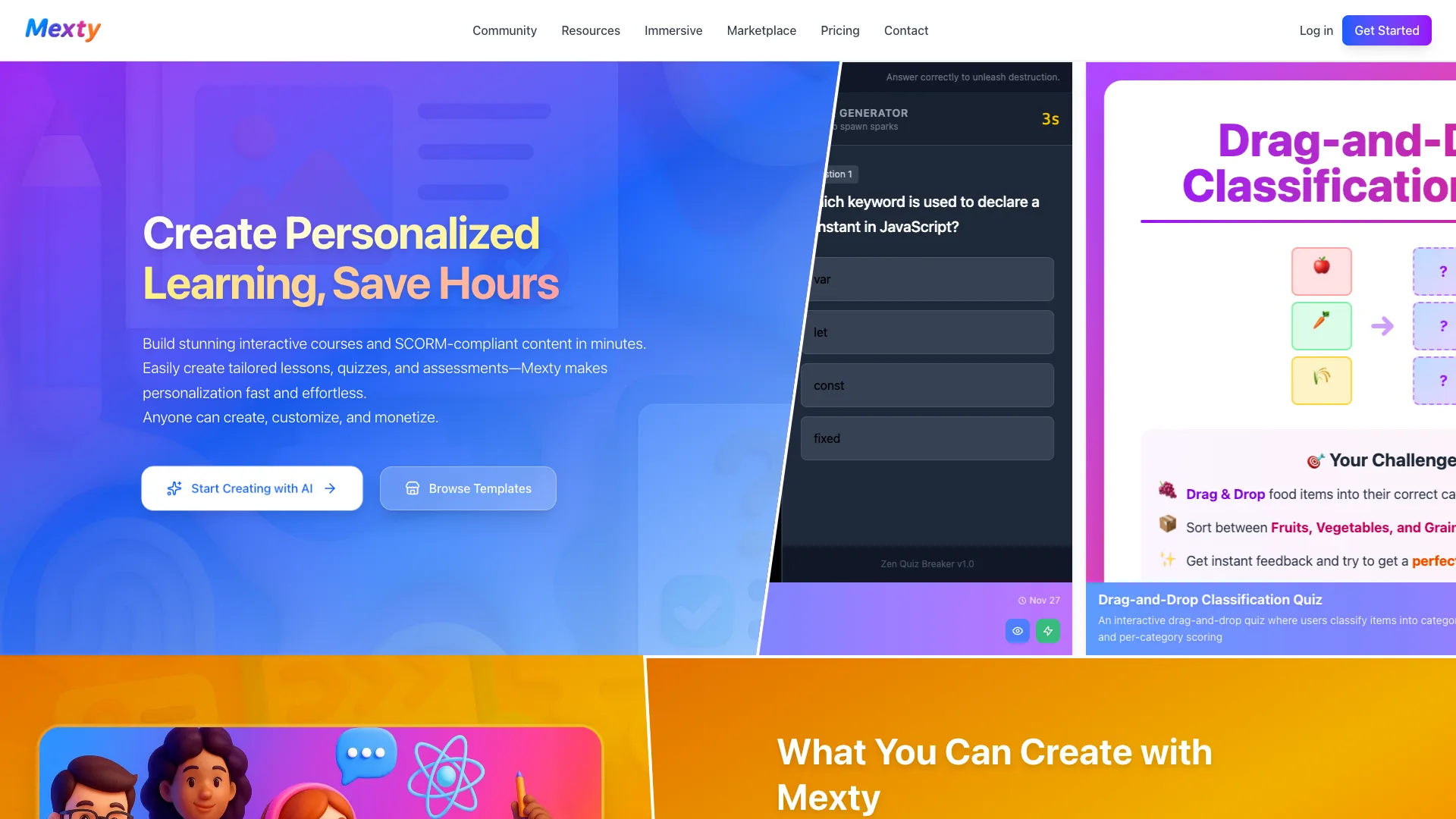 Mexty - AI tool for educators  Website Screenshot