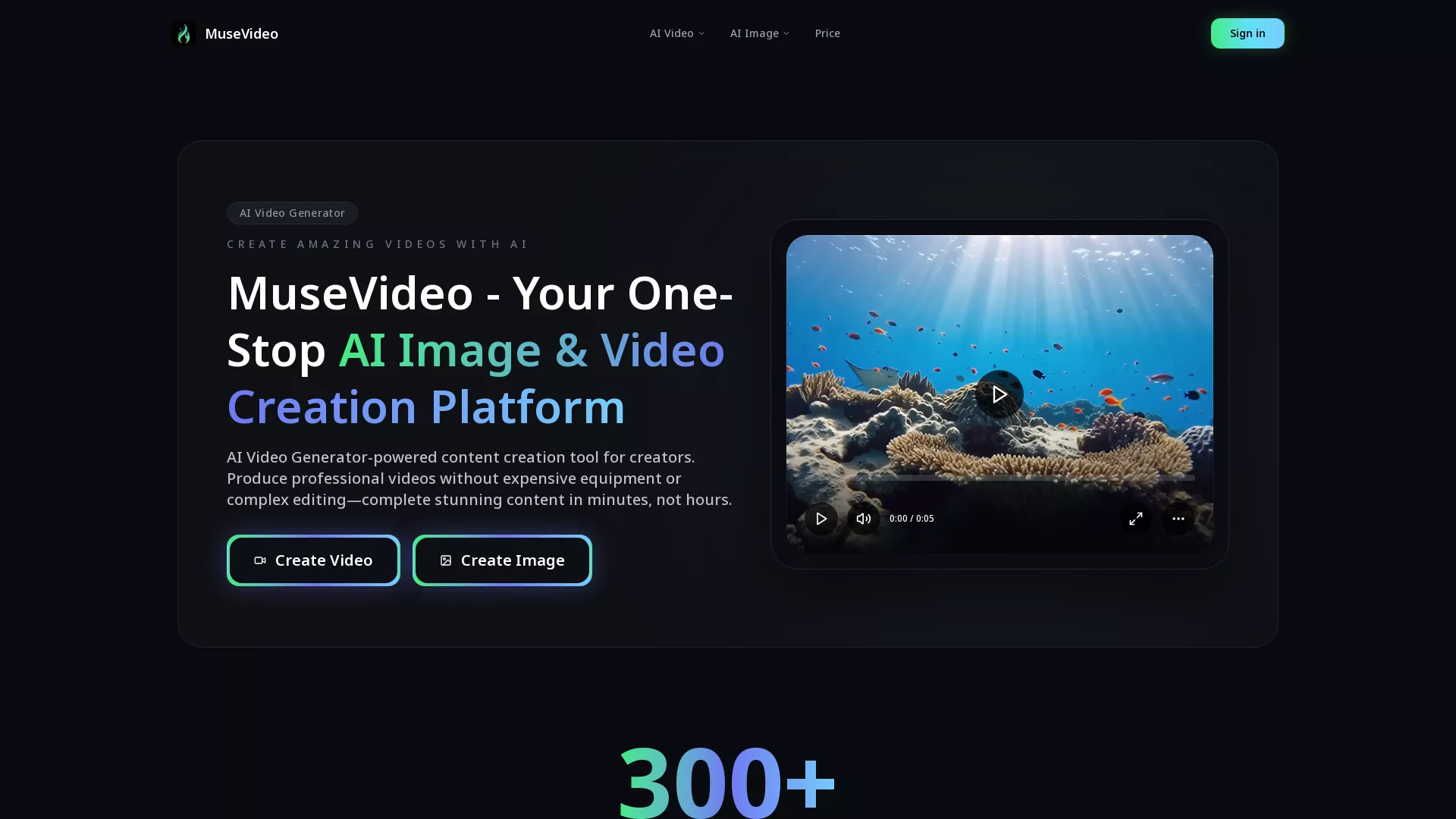 MuseVideo - AI Text to Videos Tool，AI Text to Image Tool，wan 2.5，seedream Website Screenshot