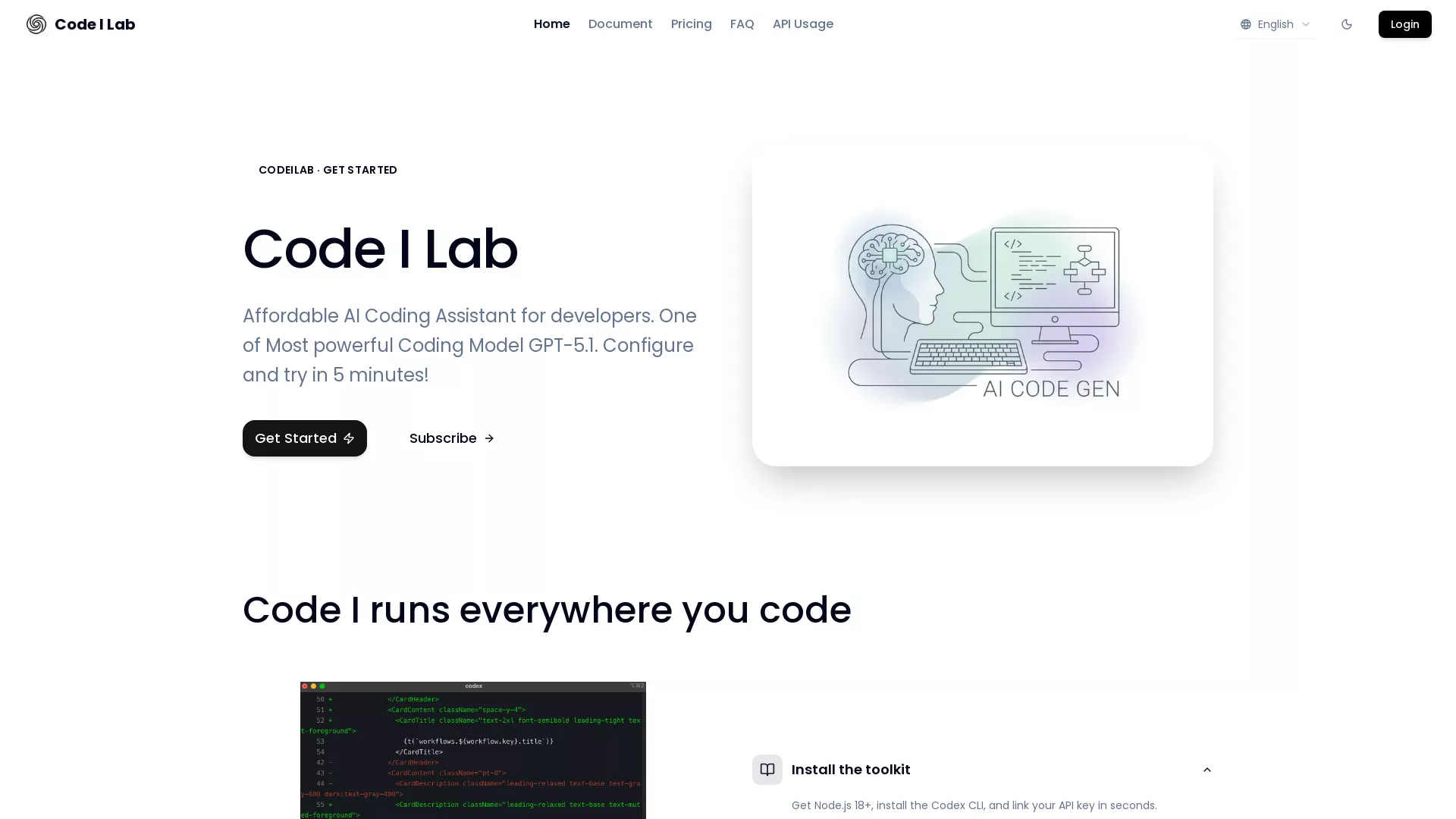 CodeI - AI Coding Assistant Website Screenshot