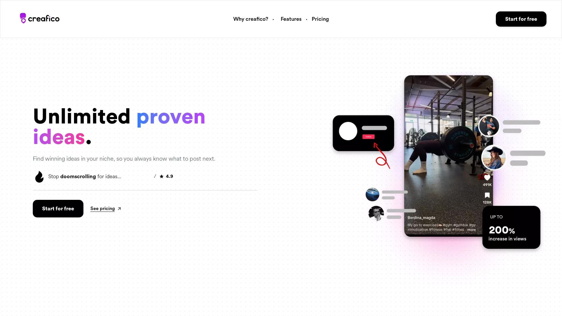 Creafico - AI Content Creation Tool Website Screenshot