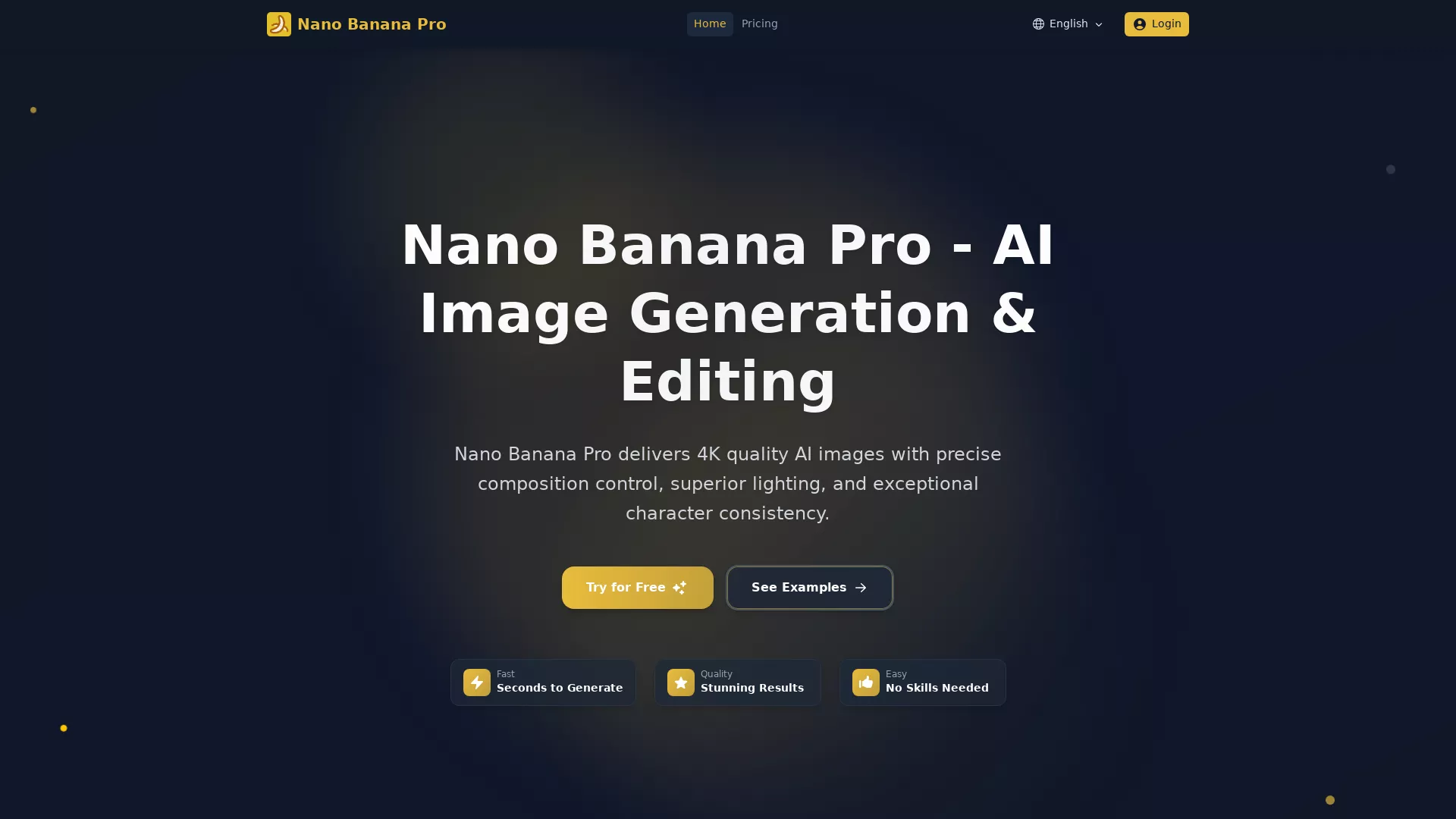 NanoBananaPro - AI Image Generation Tool Website Screenshot
