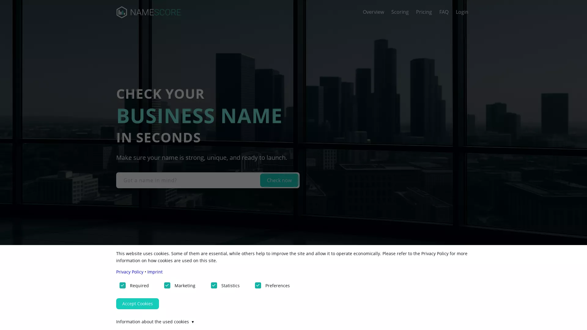 NameScore - AI Name Analysis Tool Website Screenshot