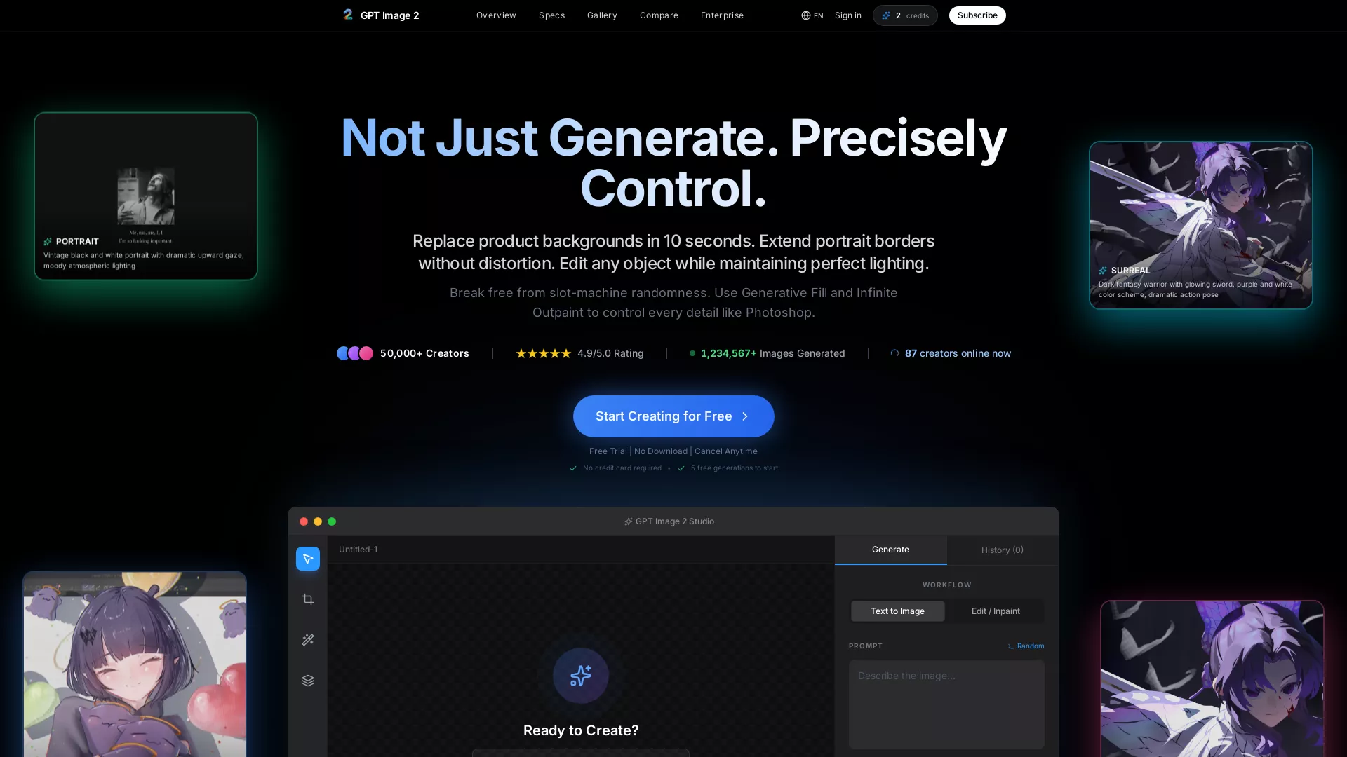 GPTImage2 - AI Image Editing Tool Website Screenshot
