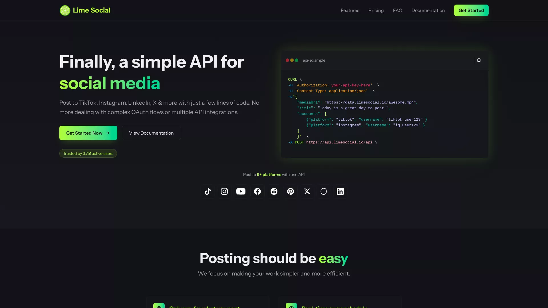 LimeSocial - AI Social Media Automation Website Screenshot