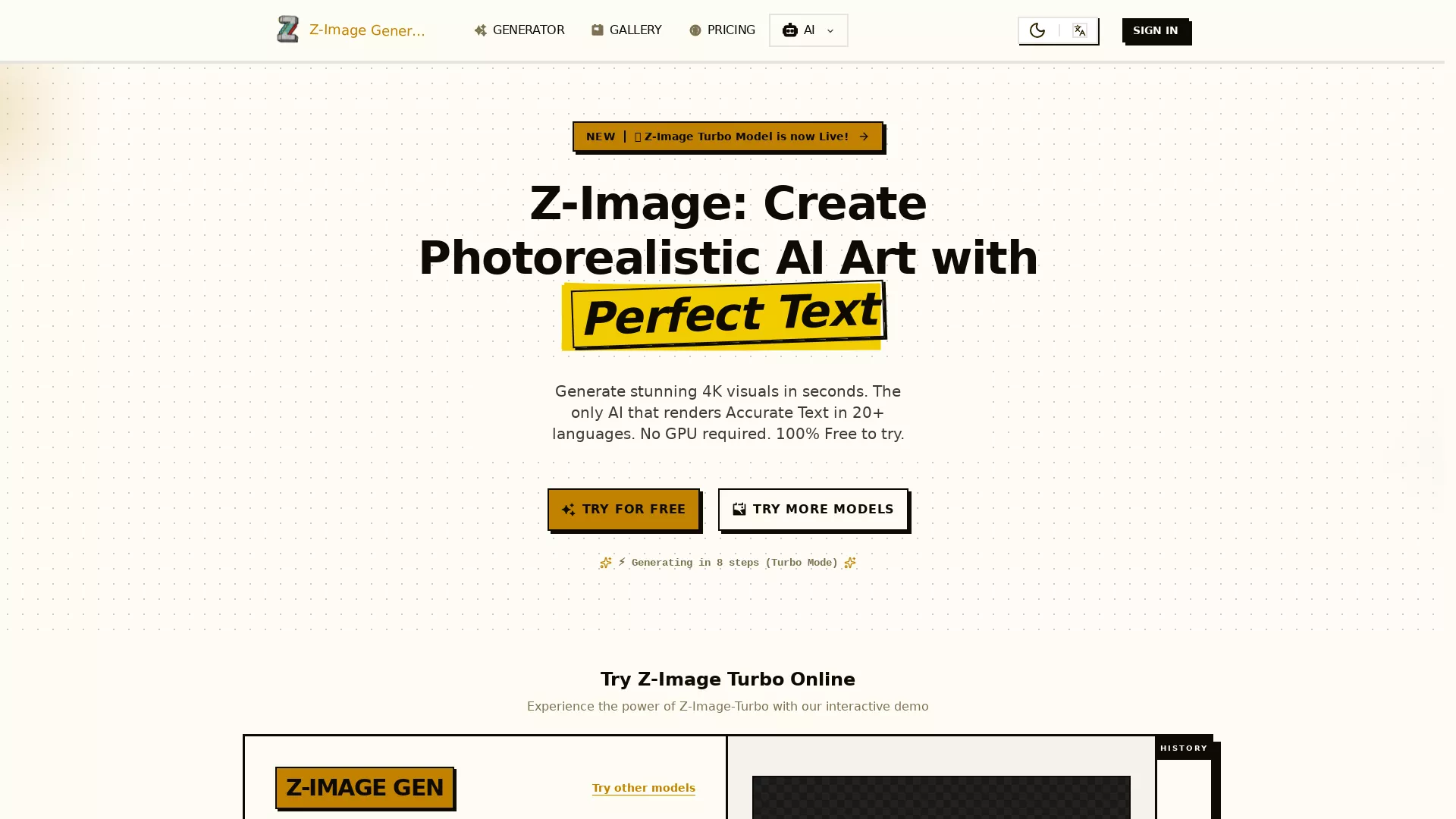 ZImageGenerator - AI ImageVideo Generator Website Screenshot