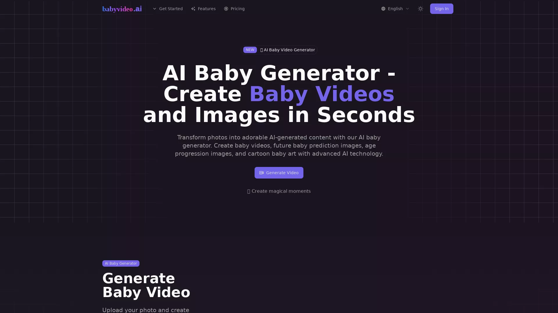AI Baby Video - AI Baby Video Generator Website Screenshot